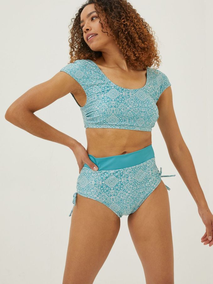 Blue Bandana Cap Sleeve Bikini Top (M86571) | £12