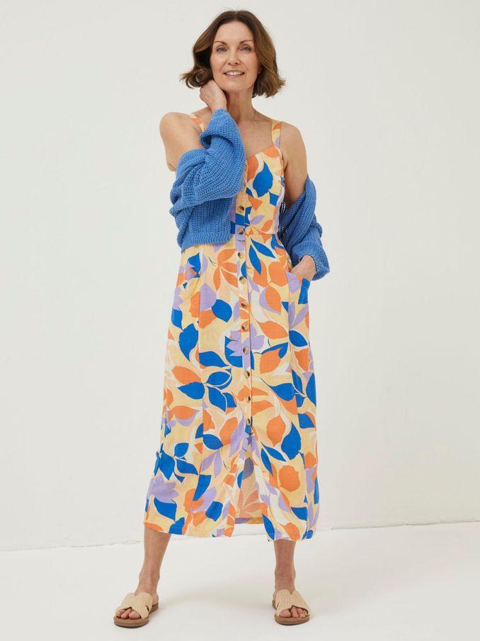 Orange Corey Stencil Floral Midi Dress (M91933) | £35