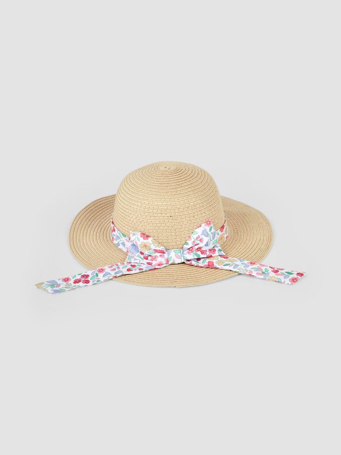 Floral Straw Hat in Neutral (MYL876) | £10