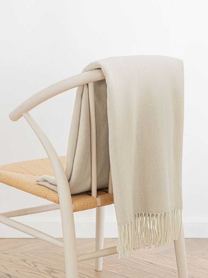 Jasper Conran London Cream Lambswool Herringbone Throw (MZX094) | £125