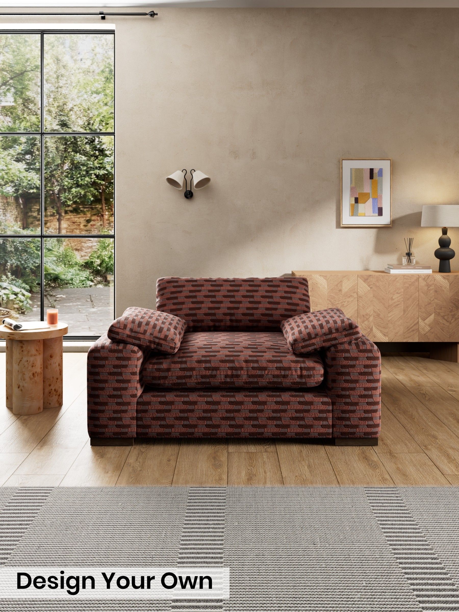 Balcony Woven Geo/Burgundy Red - Melbourne Luxe By Made