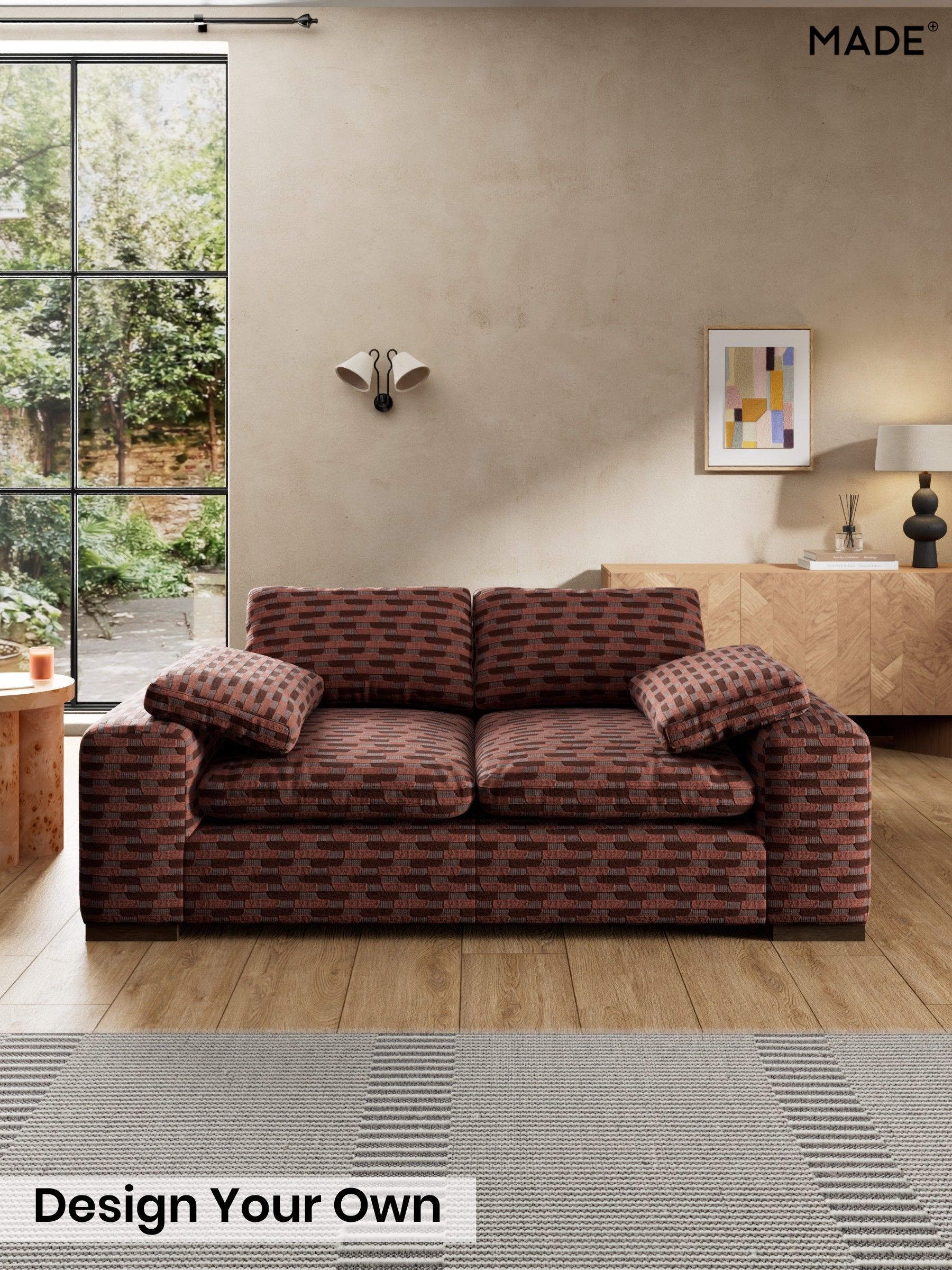 Balcony Woven Geo/Burgundy Red - Melbourne Luxe By Made