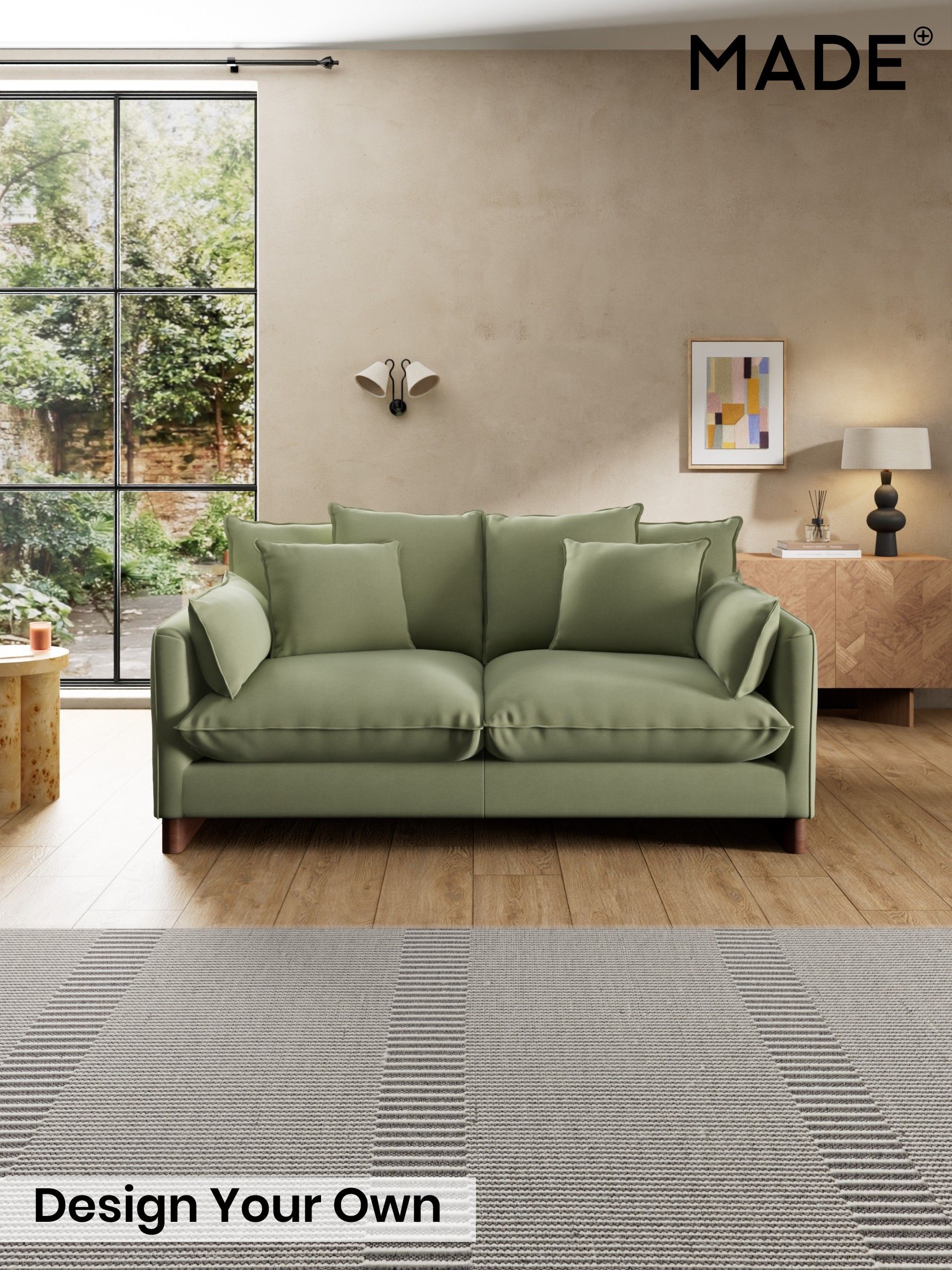 Cotton Velvet Blend/Sage Green - Whitby Scatter Back By Made