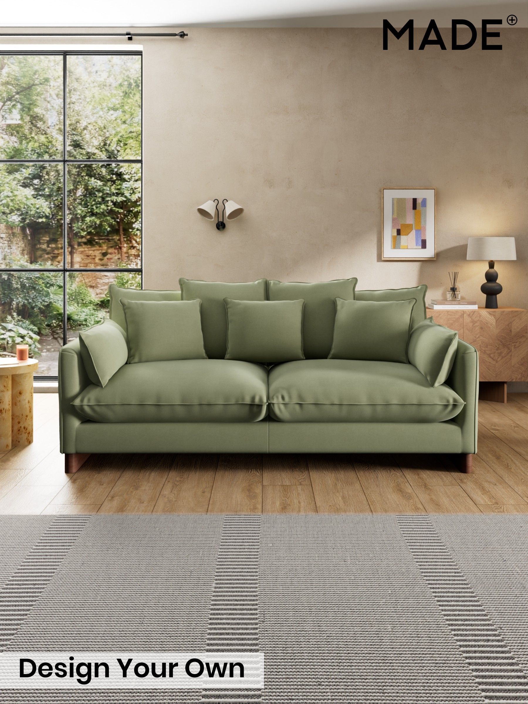 Cotton Velvet Blend/Sage Green - Whitby Scatter Back By Made