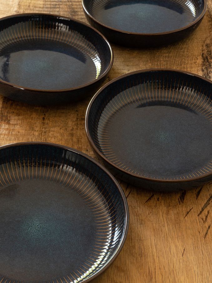 Dutch Rose Set of 4 Blue Sapphire Pasta Plates (N11146) | £72