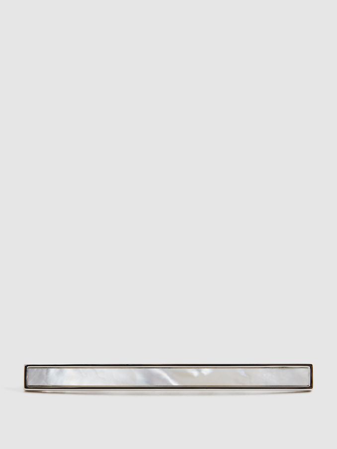 Onyx Tie Bar in Silver/Mop (N11583) | £34