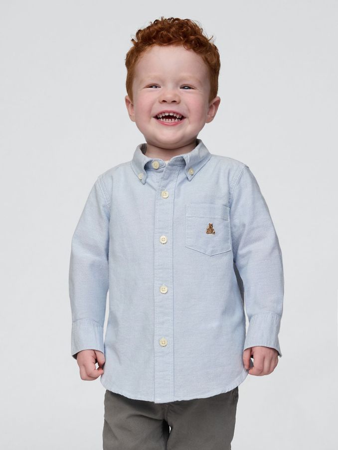 Blue Organic Cotton Long Sleeve Oxford Shirt (6mths-5yrs) (N18896) | £16