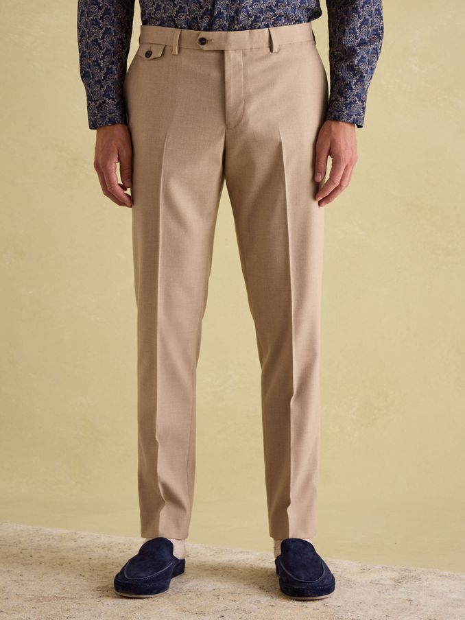 Tan Brown Slim Fit Flannel Suit Trousers (N20108) | £69