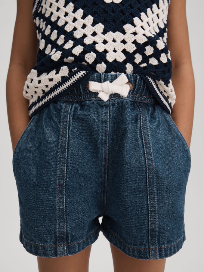 4-9 yrs Drawstring Denim Shorts in Blue (N21169) | £20