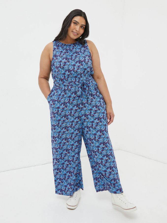Purple Ink Floral Jumpsuit (N21660) | £35