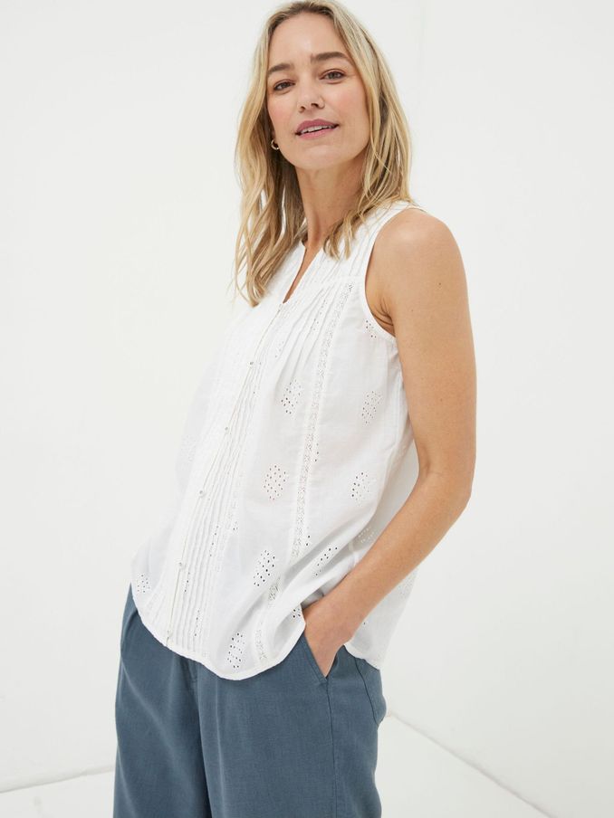 Cassie Natural Embroidered Cami (N21684) | £25