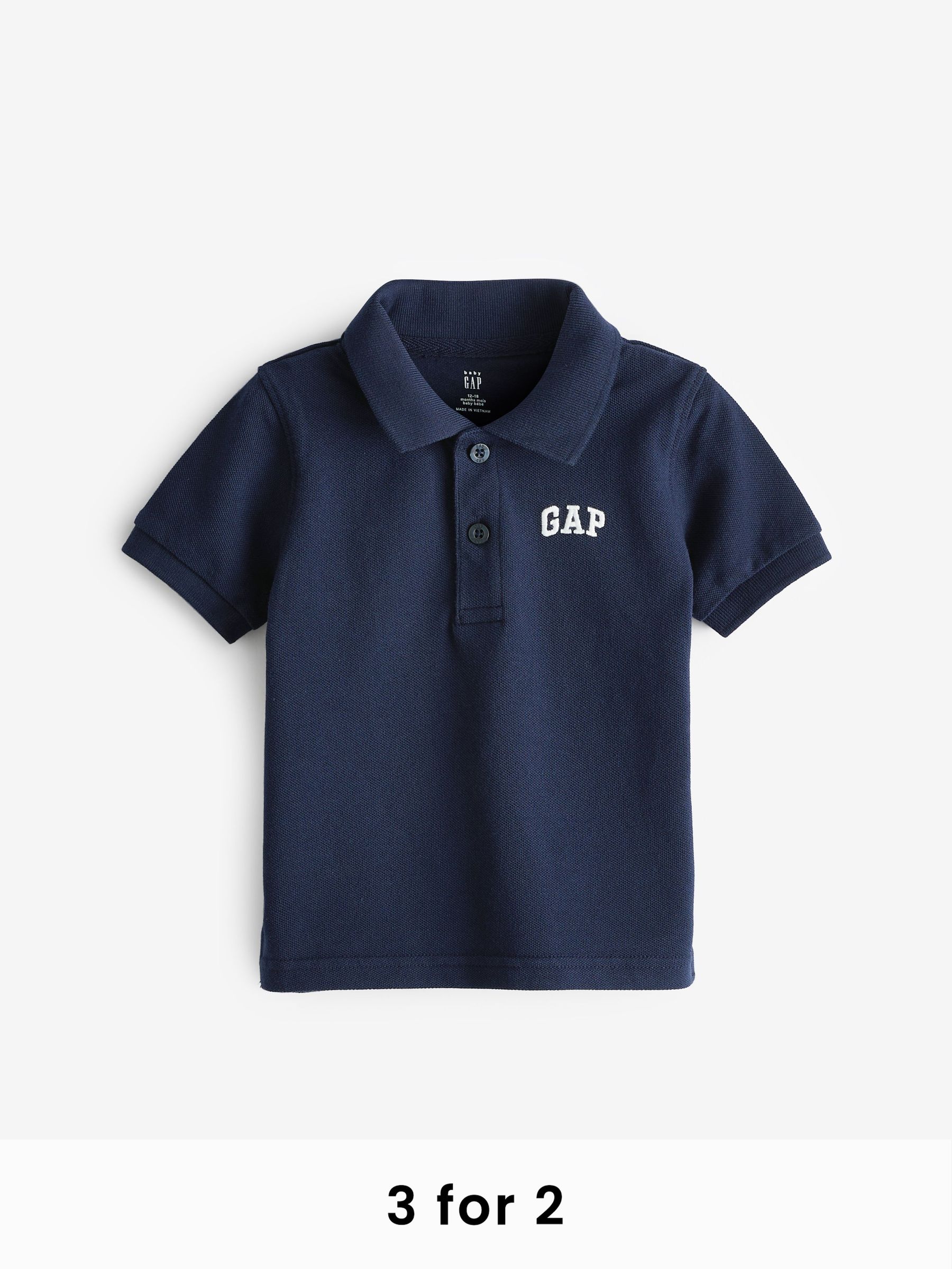 Navy Blue Logo Pique Short Sleeve Polo Shirt (Newborn-5yrs) (N22267) | £10