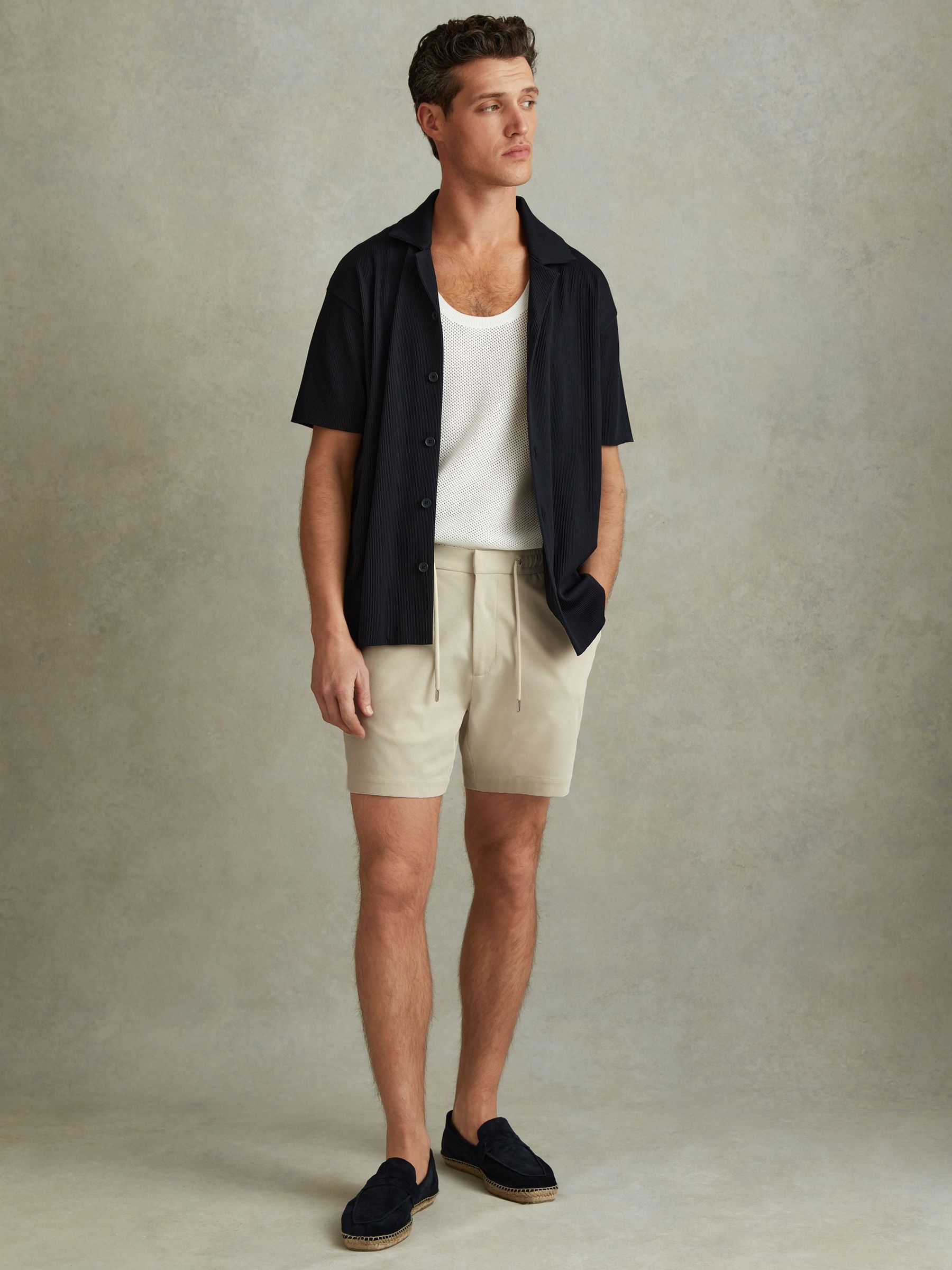 Textured Drawstring Shorts in Stone (N22812) | £36
