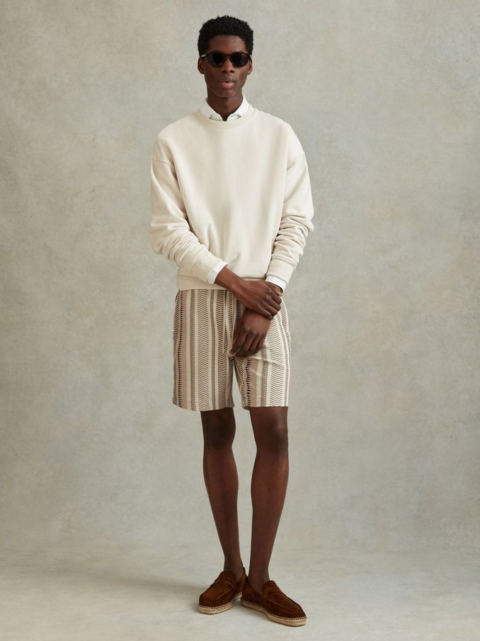 Jacquard Drawstring Shorts in Ecru Multi (N22898) | £44