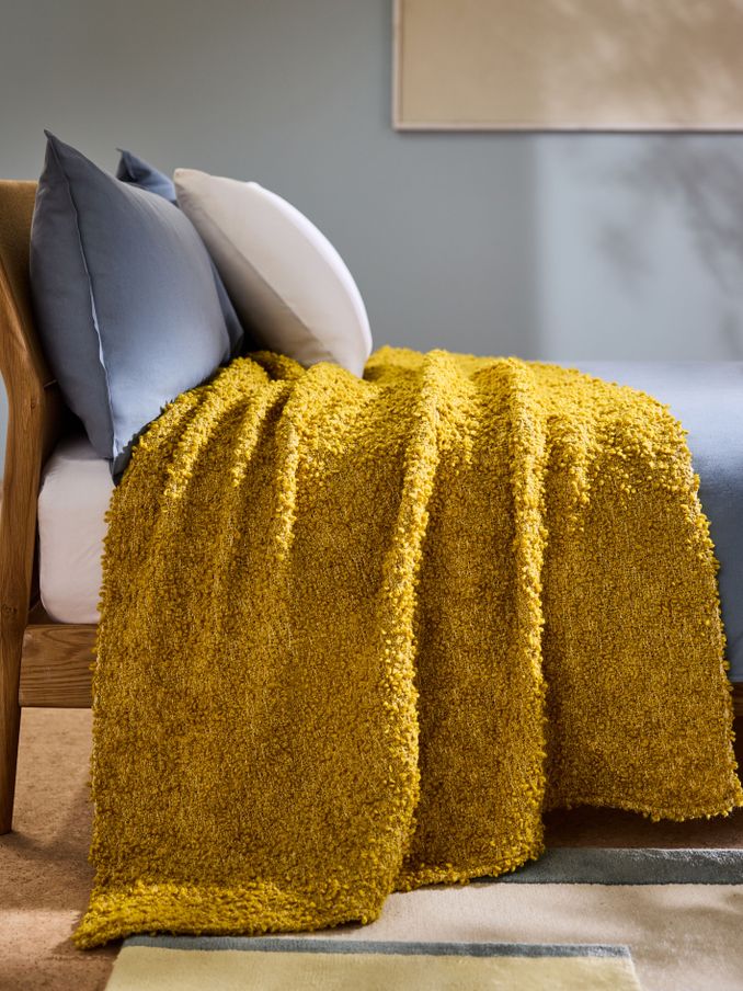 Agda Boucle Textured Throw in Ochre (N23850) | £45