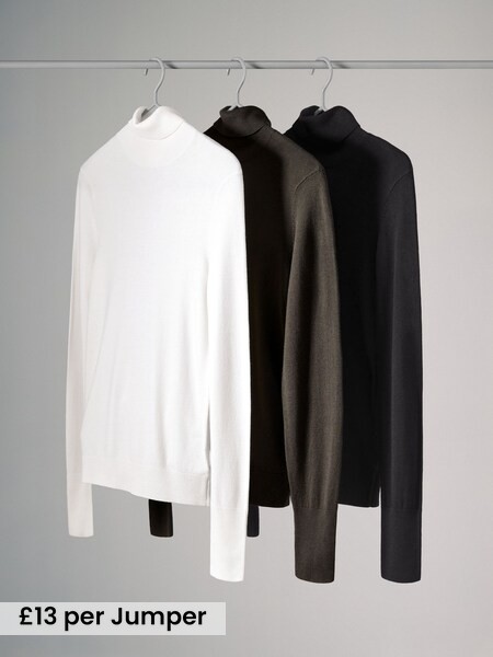 3 Pack Fine Knit Roll Neck Jumpers (N24798) | £39