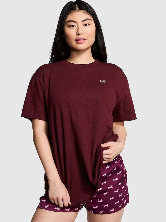 Red Kir Cotton Oversized Pyjama T-Shirt (N25050) | £20