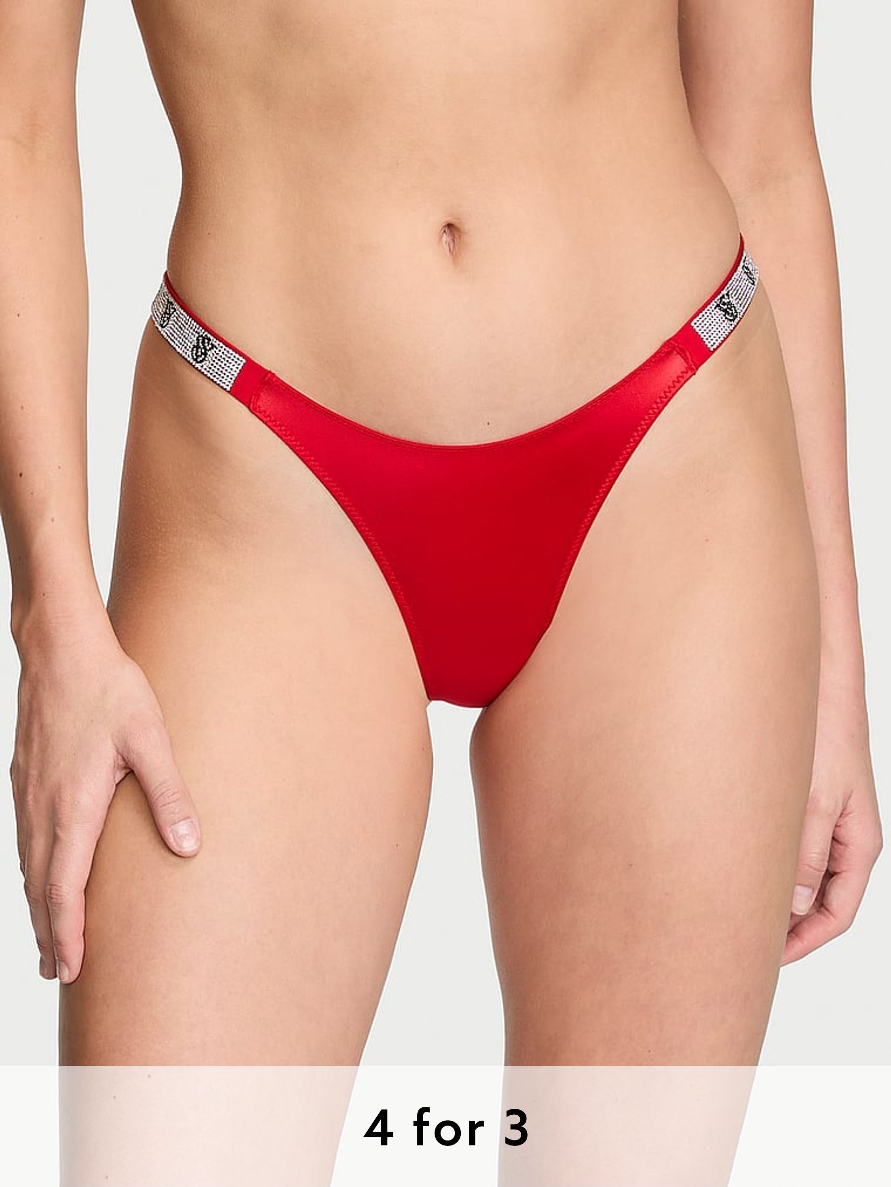 Lipstick Red Brazilian Shine Strap Knickers (N25076) | £20