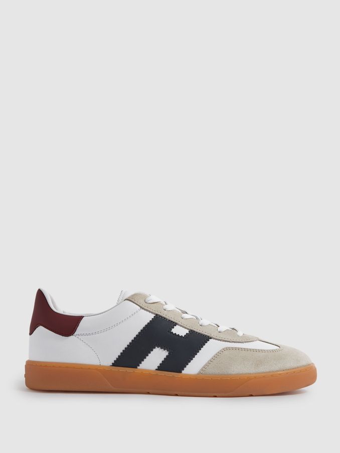 Hogan Leather Suede Low Top Trainers in White Multi (N25317) | £180