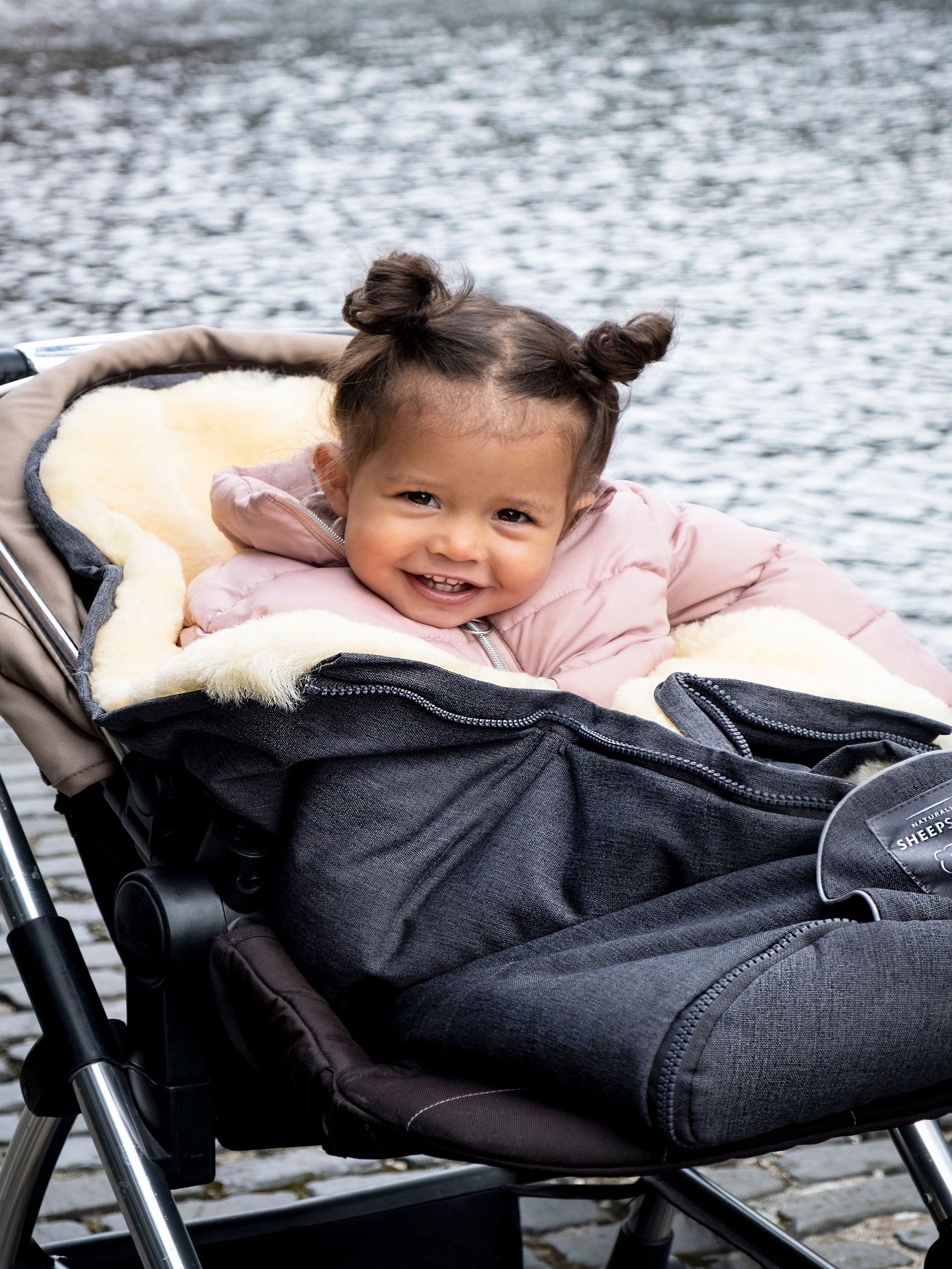 Naturally Sheepskins Charcoal Grey Merino Sheepskin Footmuff (N25558) | £160