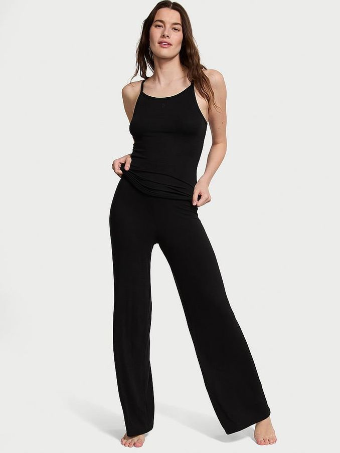 Black Modal Rib Cami Long Pyjama Set (N26078) | £45