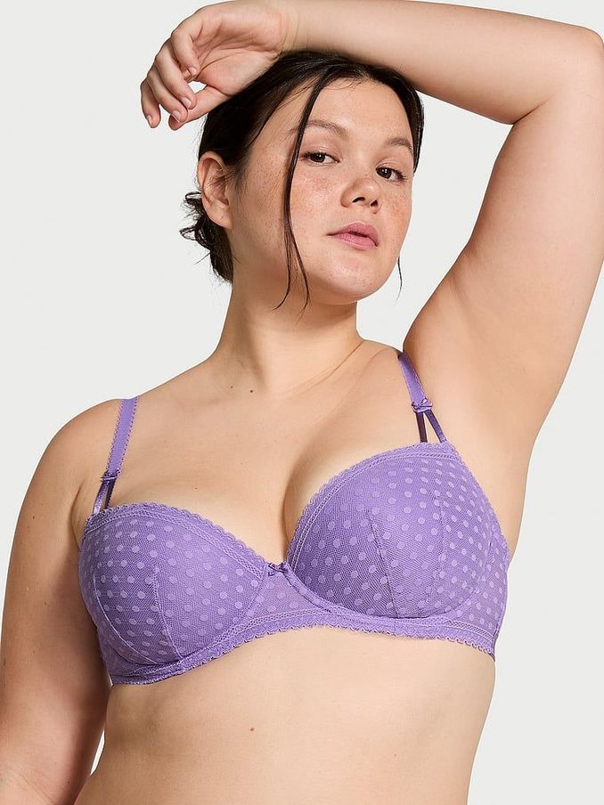 Wysteria Purple Dainty Dot Balcony Lace Bra (N26114) | £35