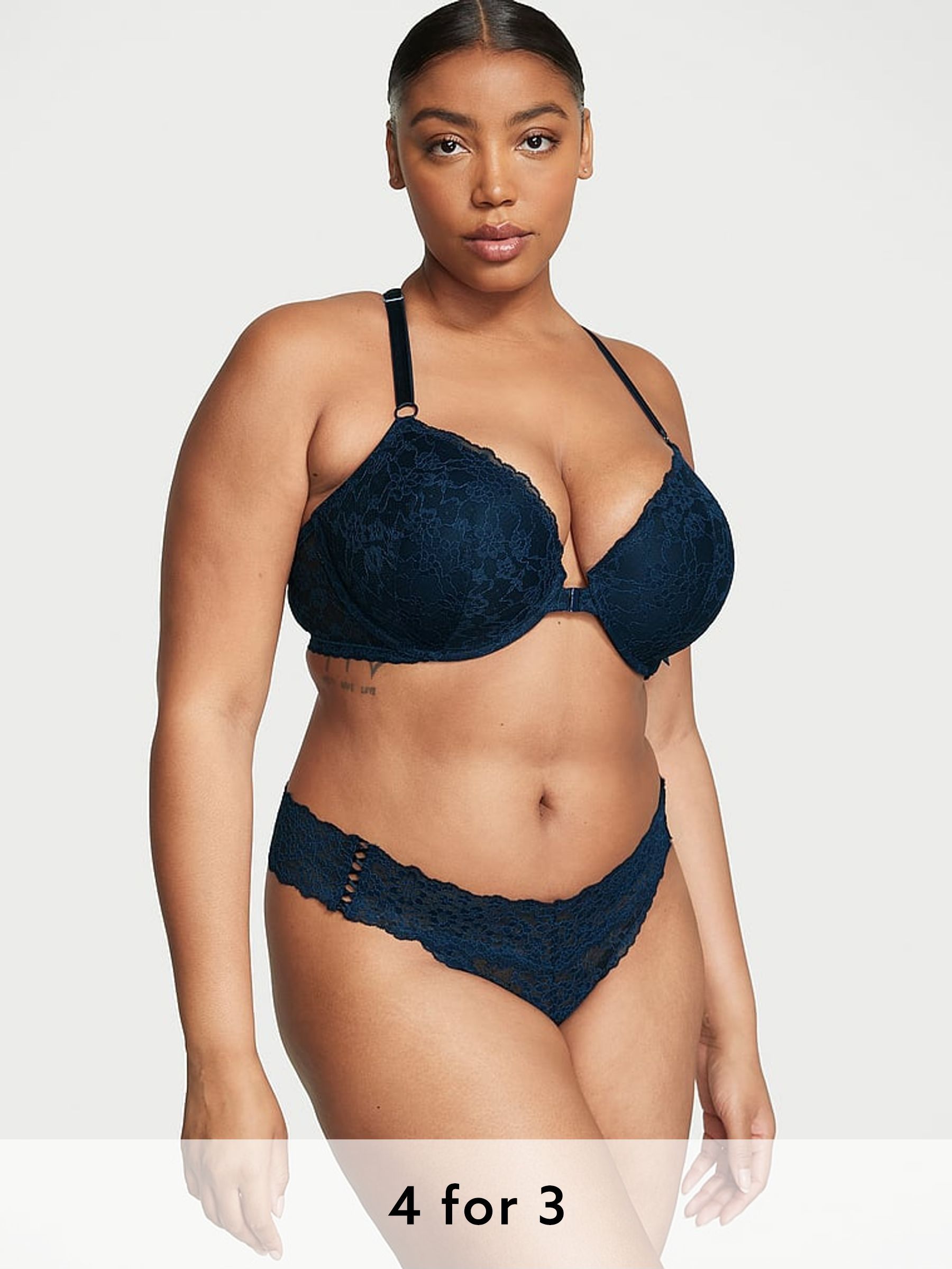 Noir Navy Blue Thong Knickers (N26168) | £9