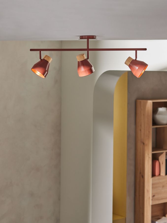Albert 3 Light Linear Pendant Bar Ceiling Light in Terracotta (N36383) | £69