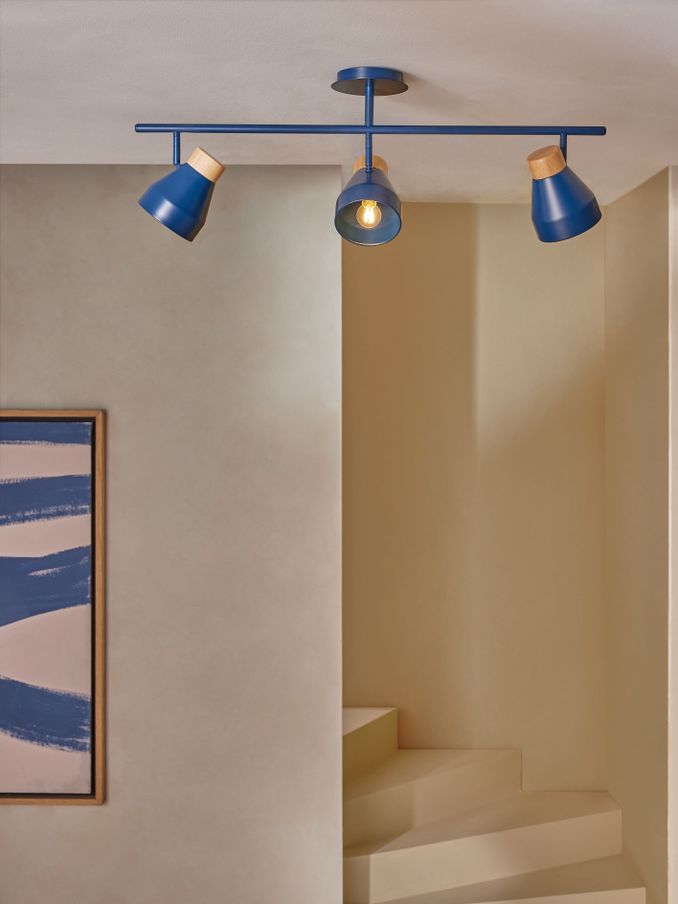 Albert 3 Light Linear Pendant Bar Ceiling Light in Navy (N36384) | £99