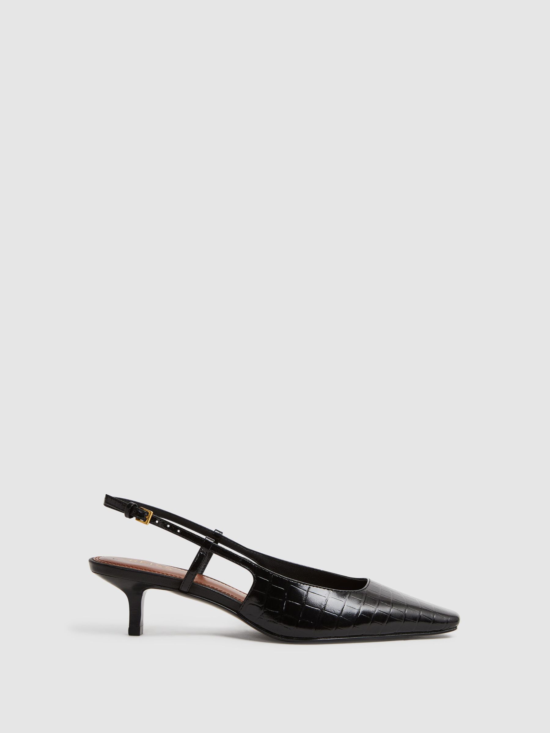 Leather Slingback Heels in Black (N36435) | £118