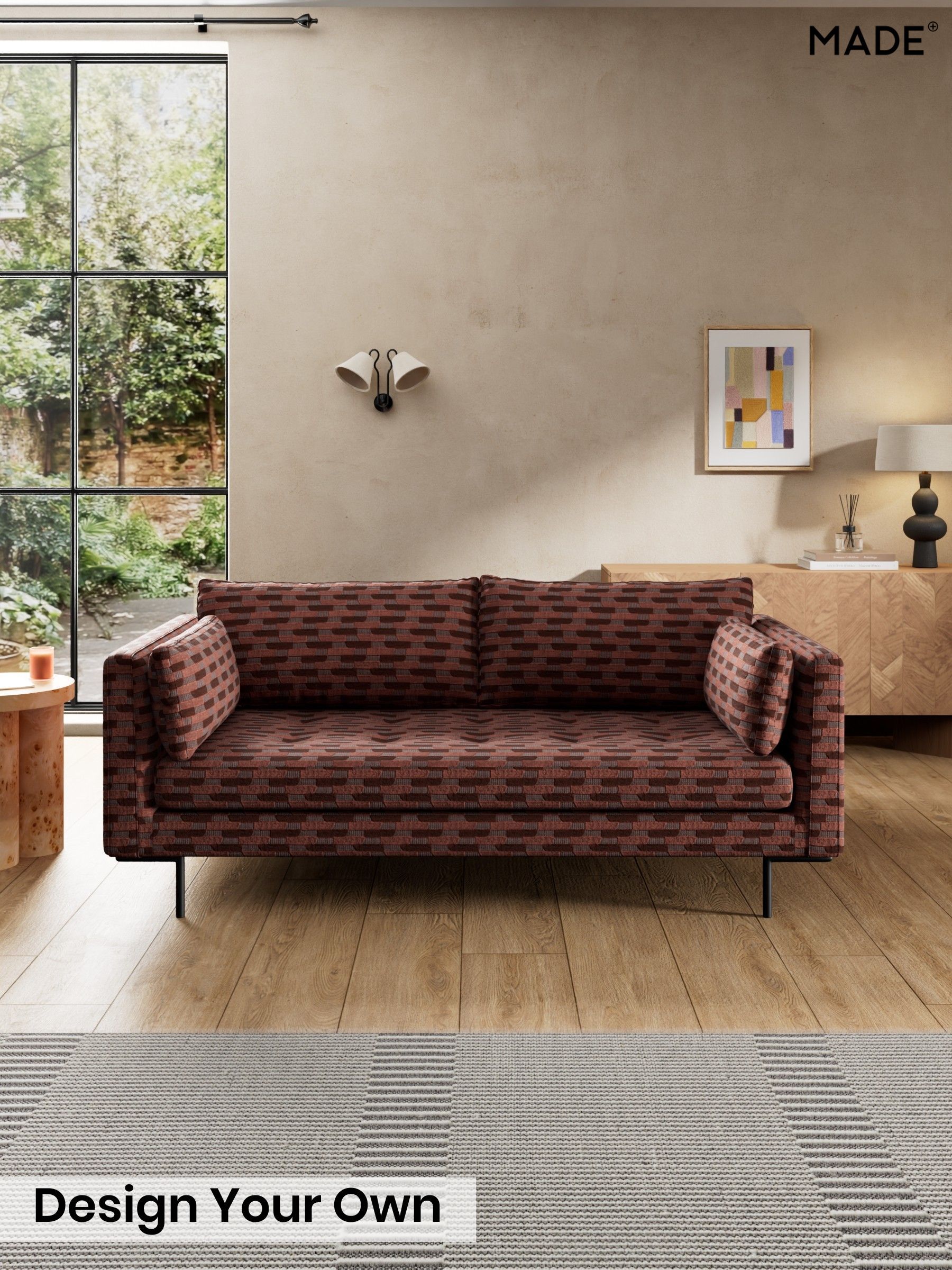 Balcony Woven Geo/Burgundy Red - Harlow By Made