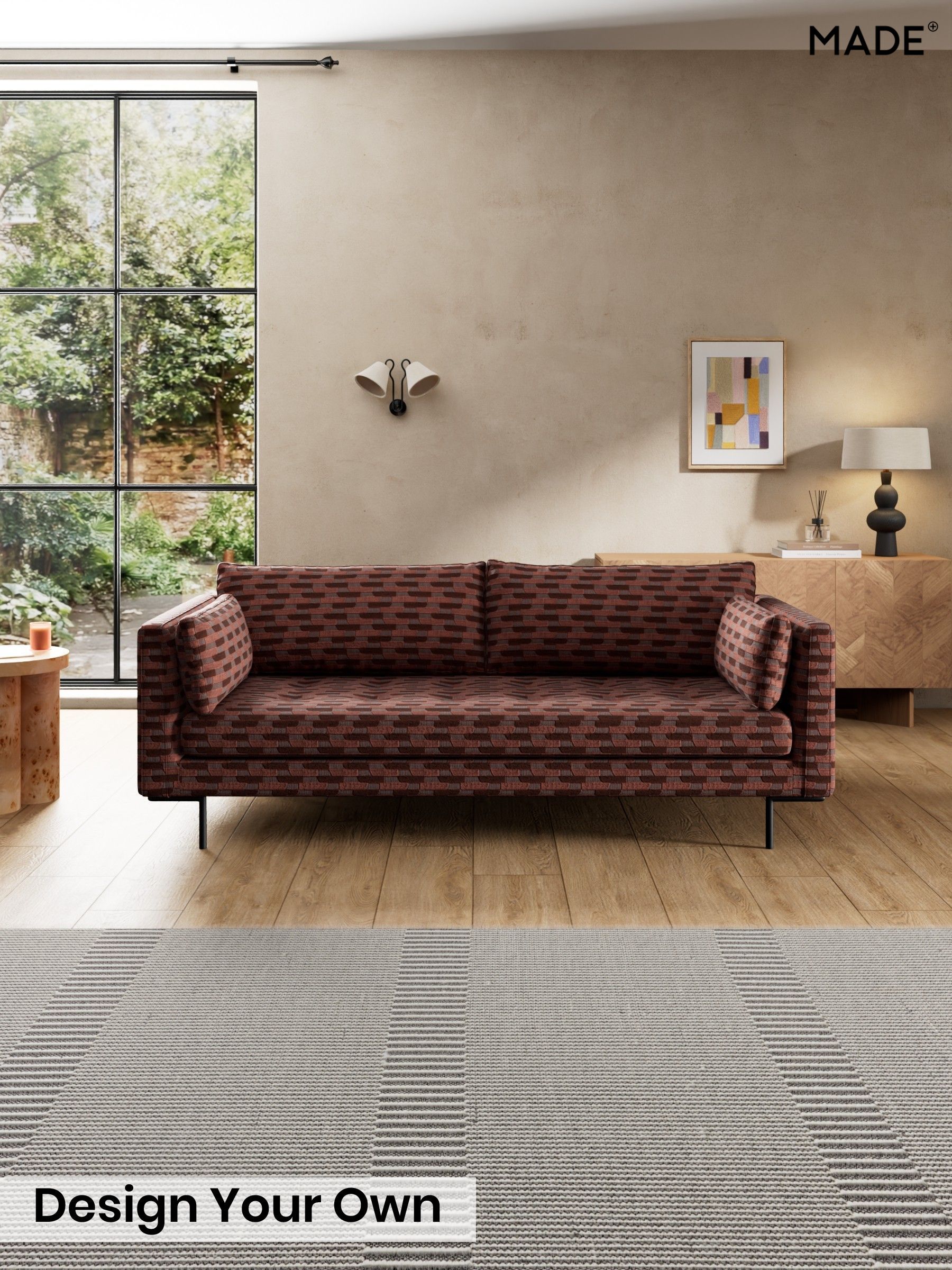 Balcony Woven Geo/Burgundy Red - Harlow By Made