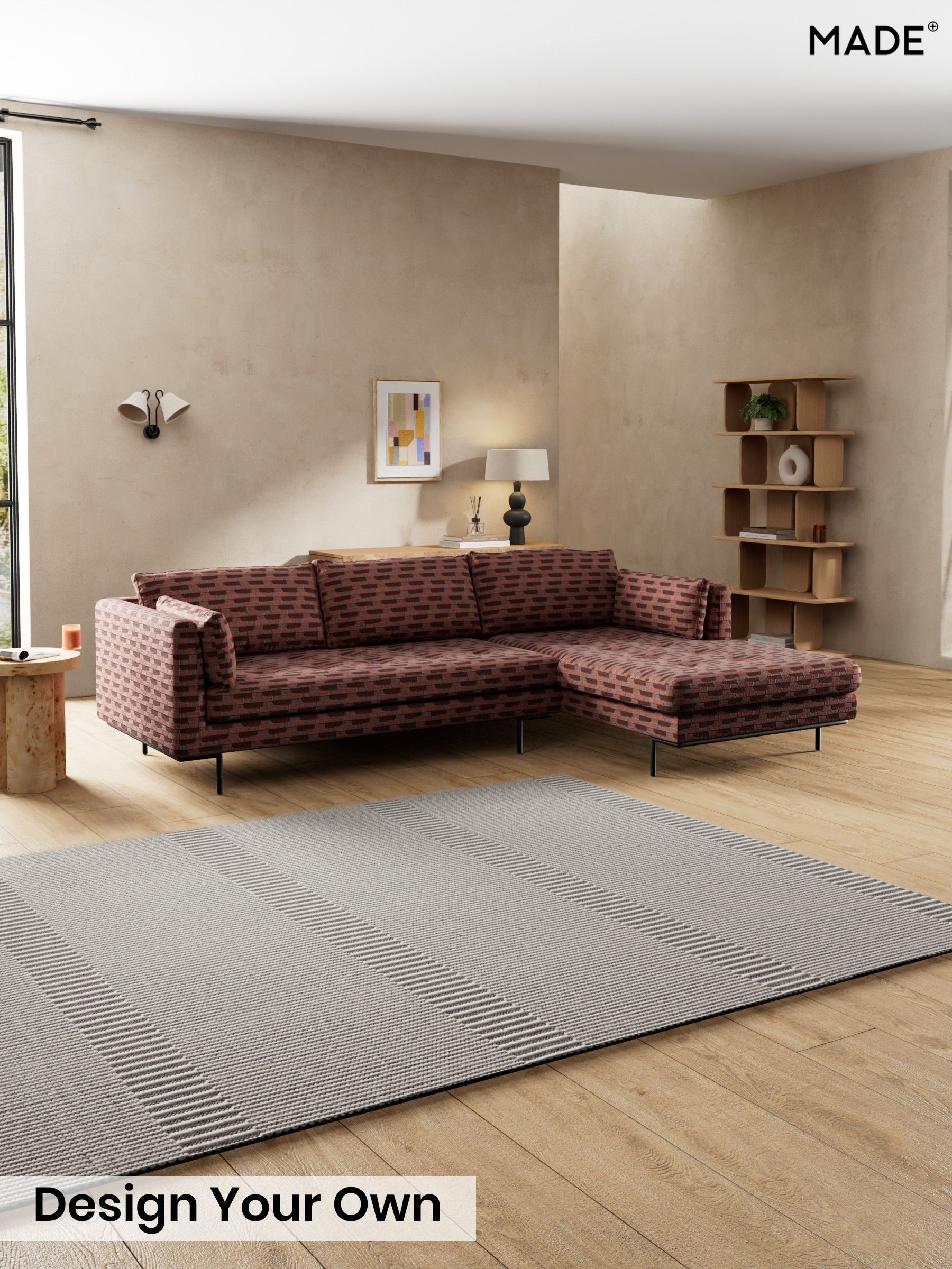 Balcony Woven Geo/Burgundy Red - Harlow By Made