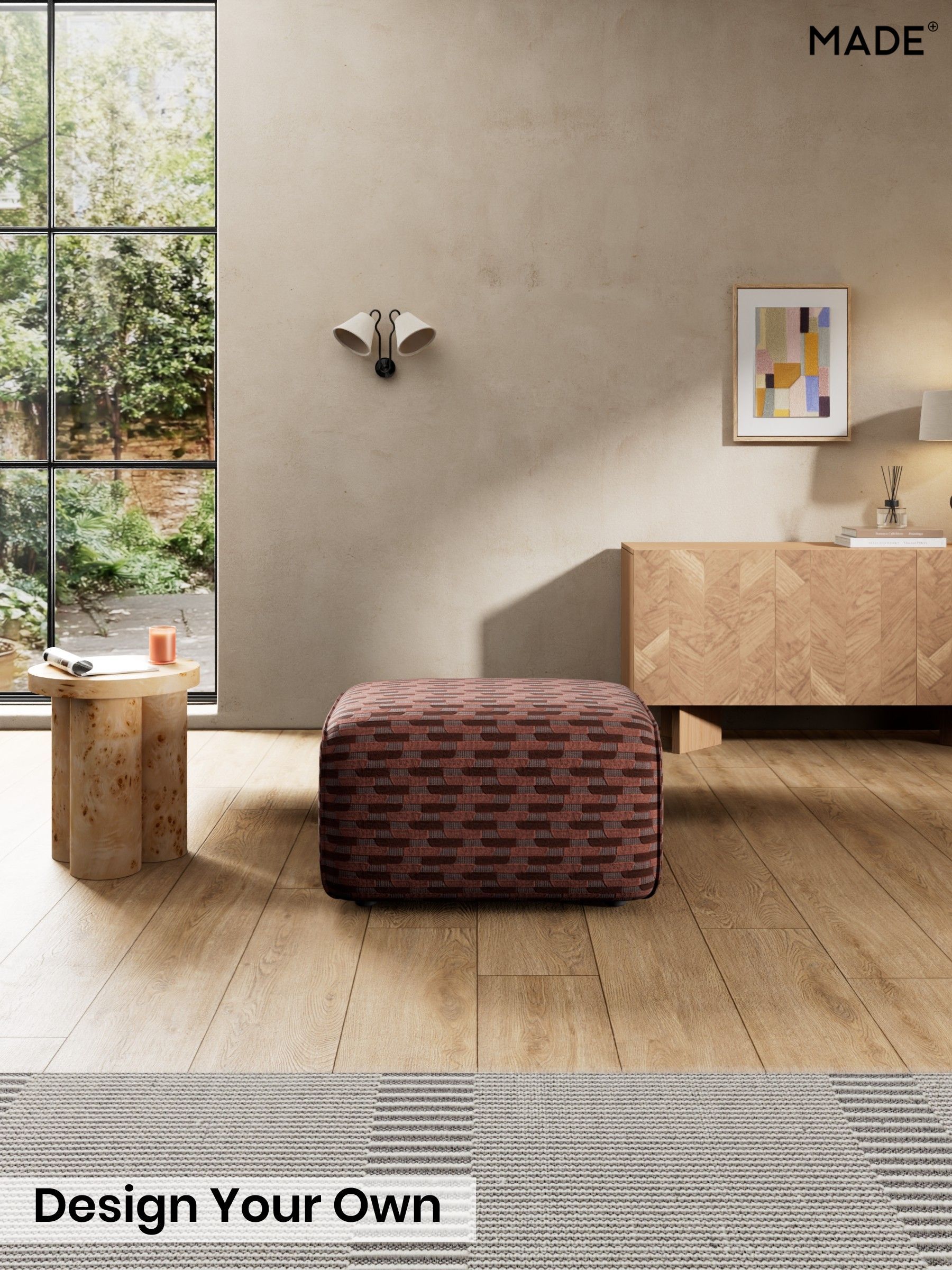 Balcony Woven Geo/Burgundy Red - Avalon By Made