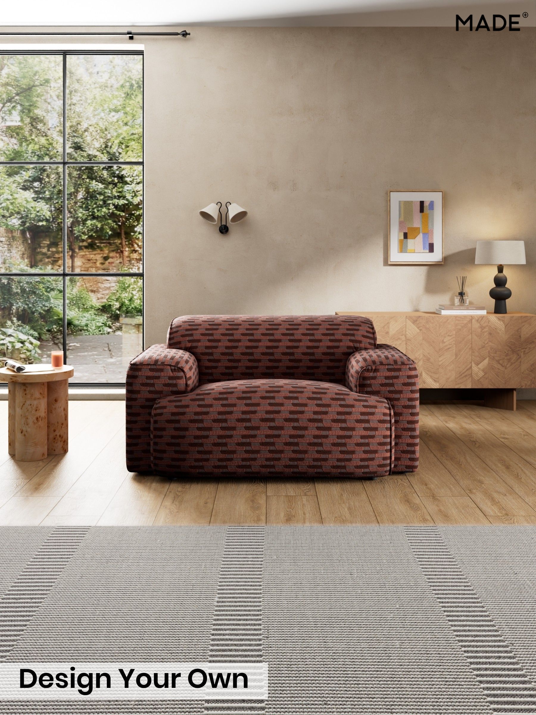 Balcony Woven Geo/Burgundy Red - Avalon By Made