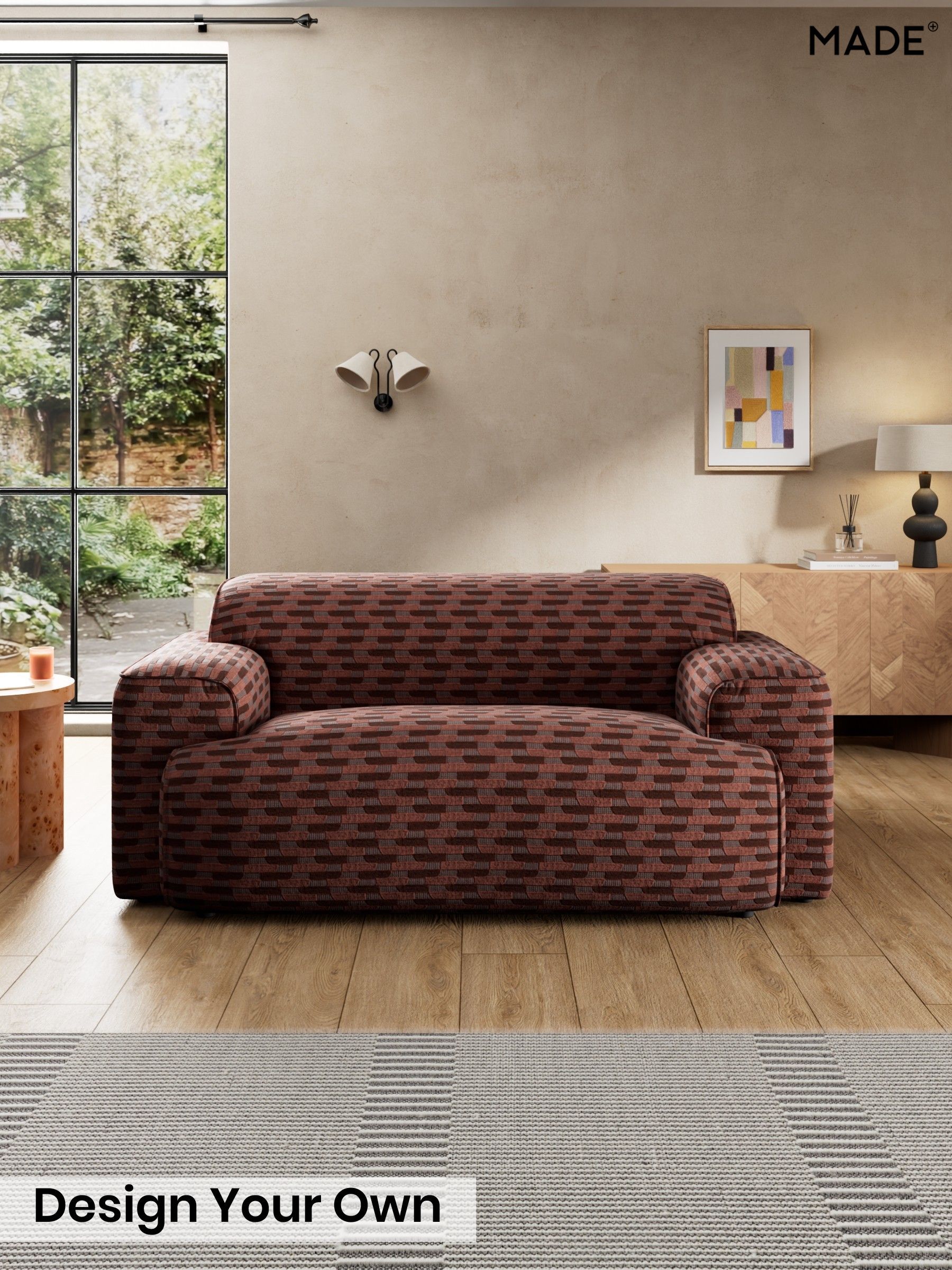 Balcony Woven Geo/Burgundy Red - Avalon By Made