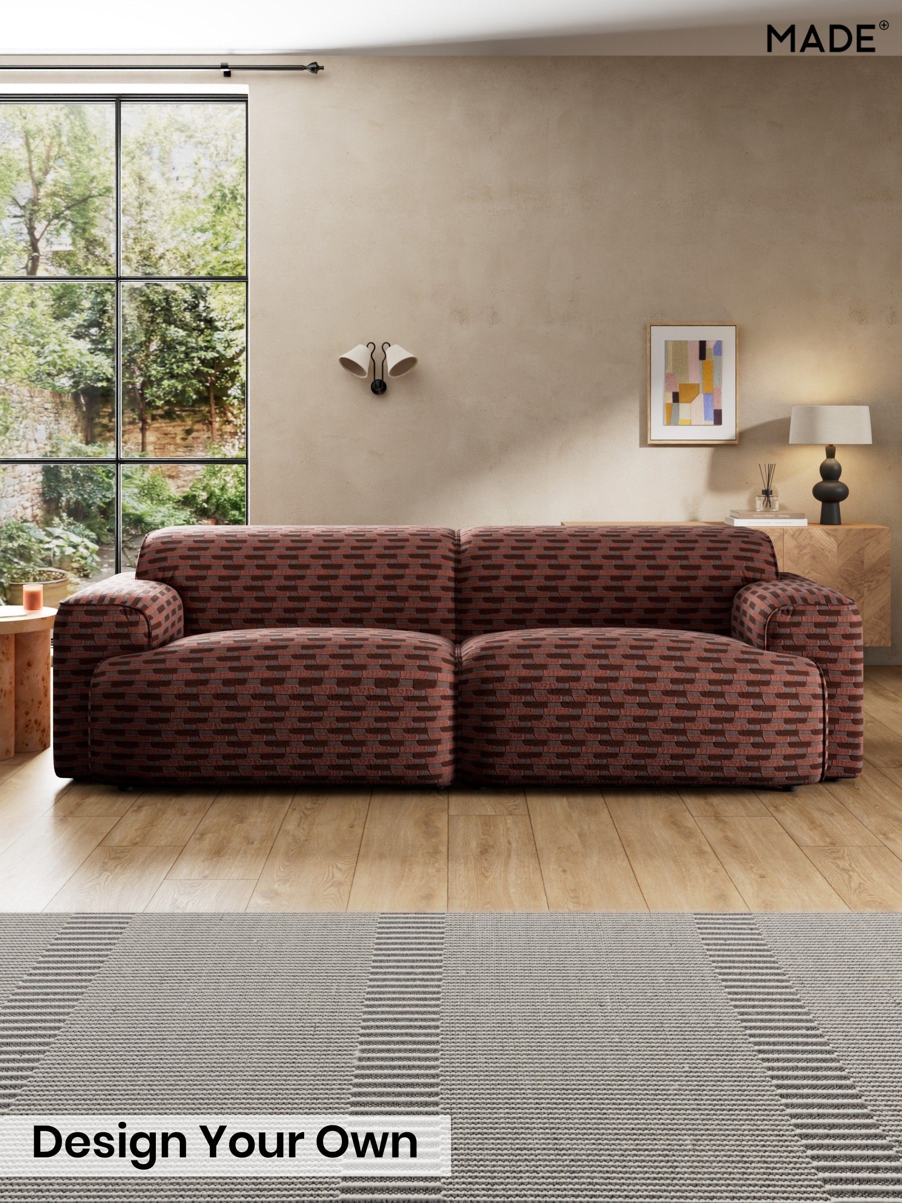 Balcony Woven Geo/Burgundy Red - Avalon By Made