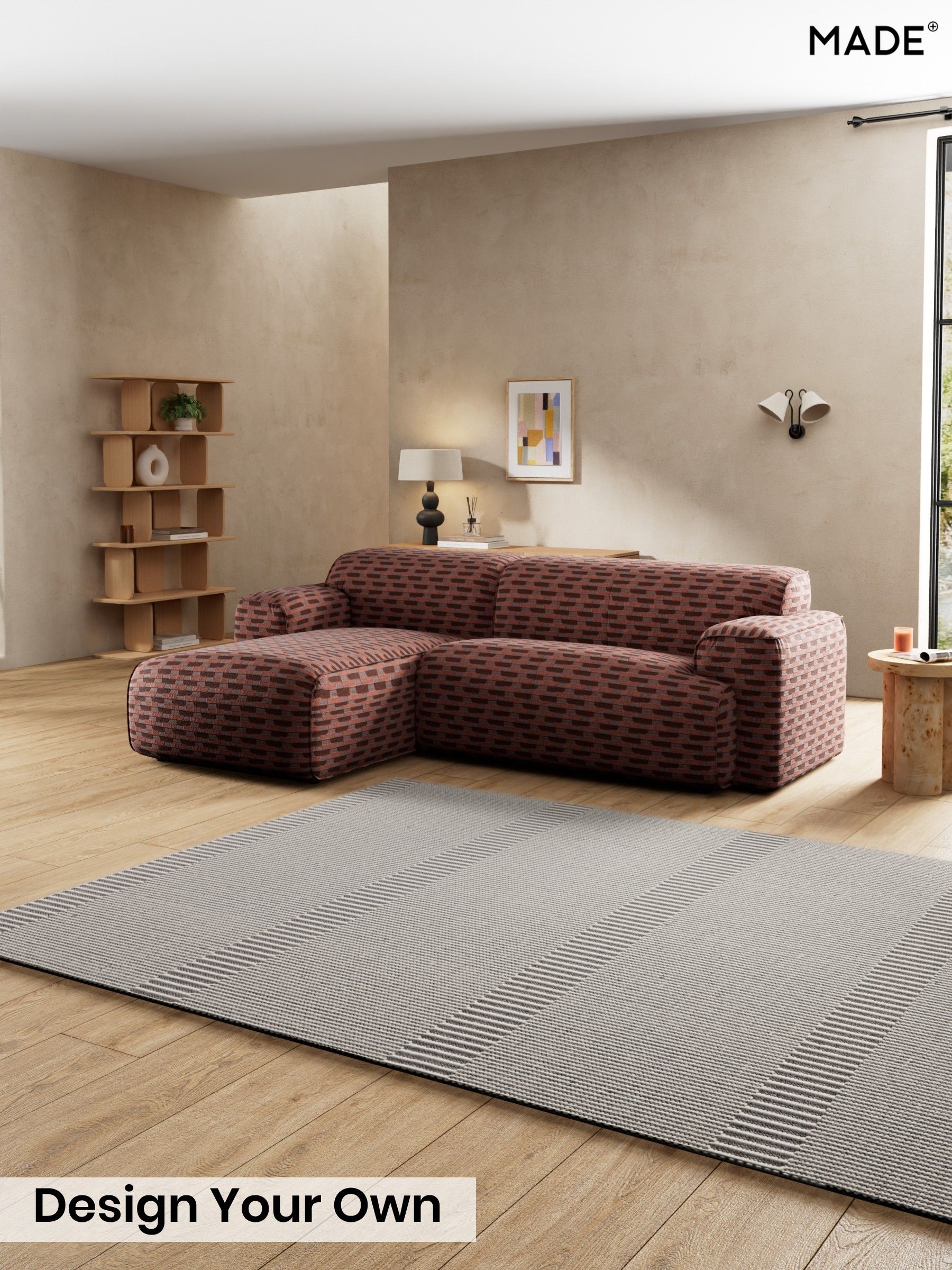 Balcony Woven Geo/Burgundy Red - Avalon By Made