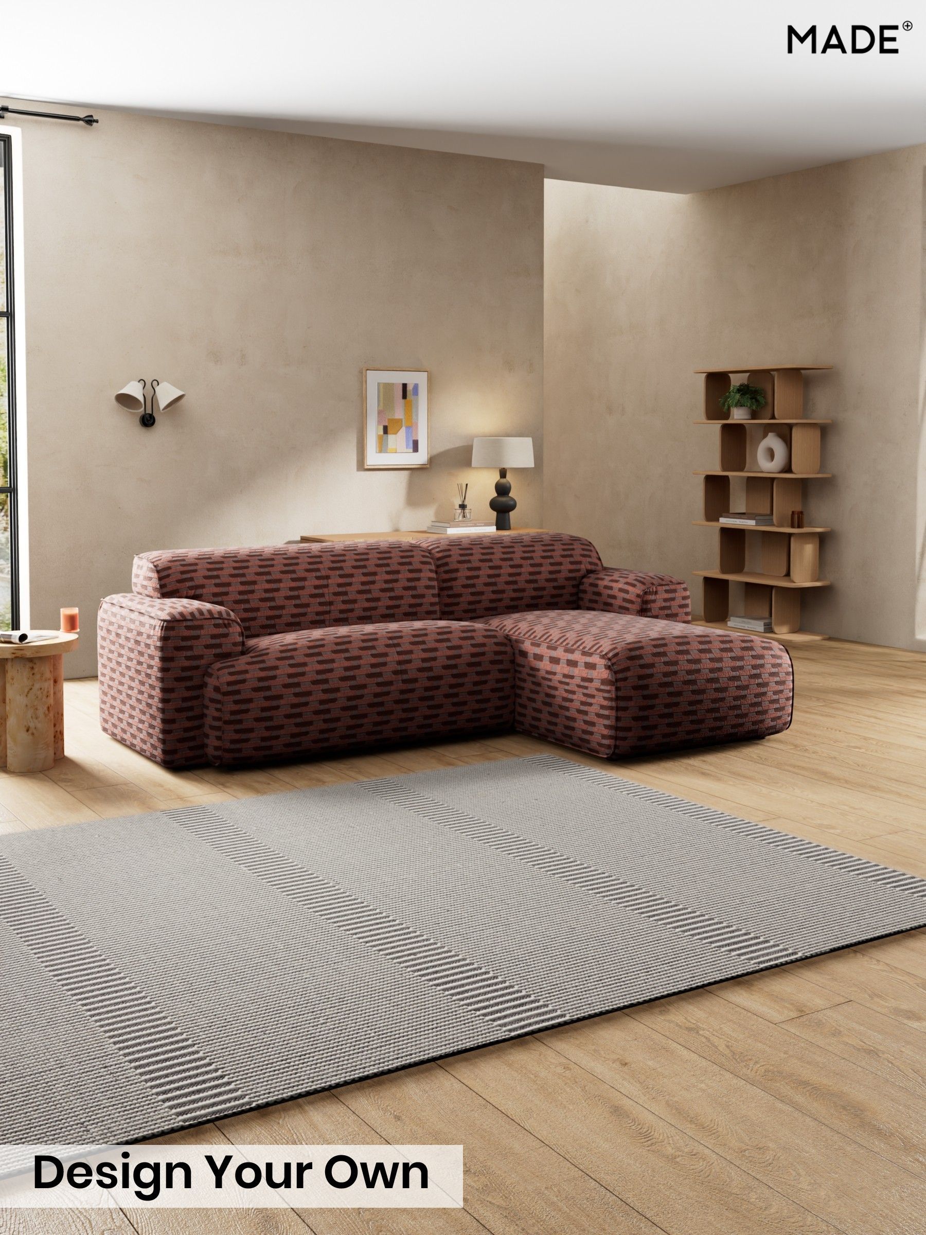 Balcony Woven Geo/Burgundy Red - Avalon By Made
