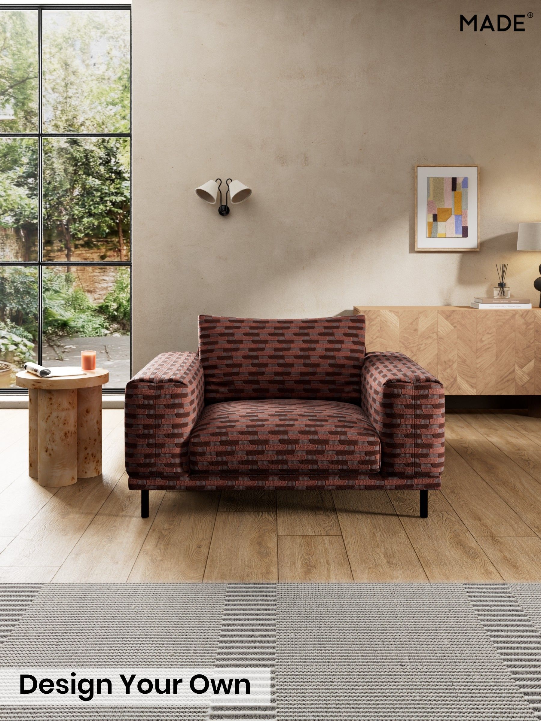 Balcony Woven Geo/Burgundy Red - Odin By Made