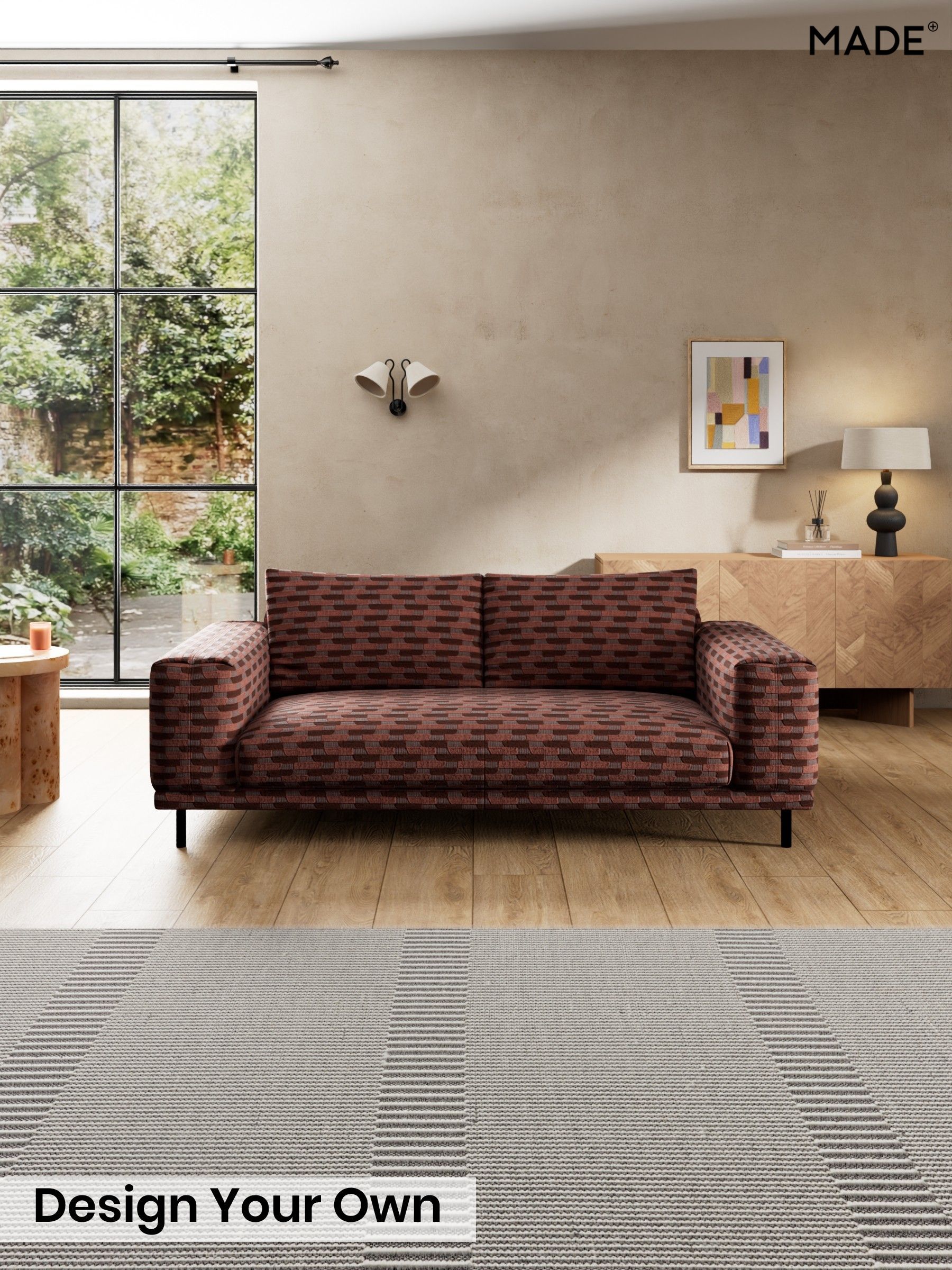 Balcony Woven Geo/Burgundy Red - Odin By Made