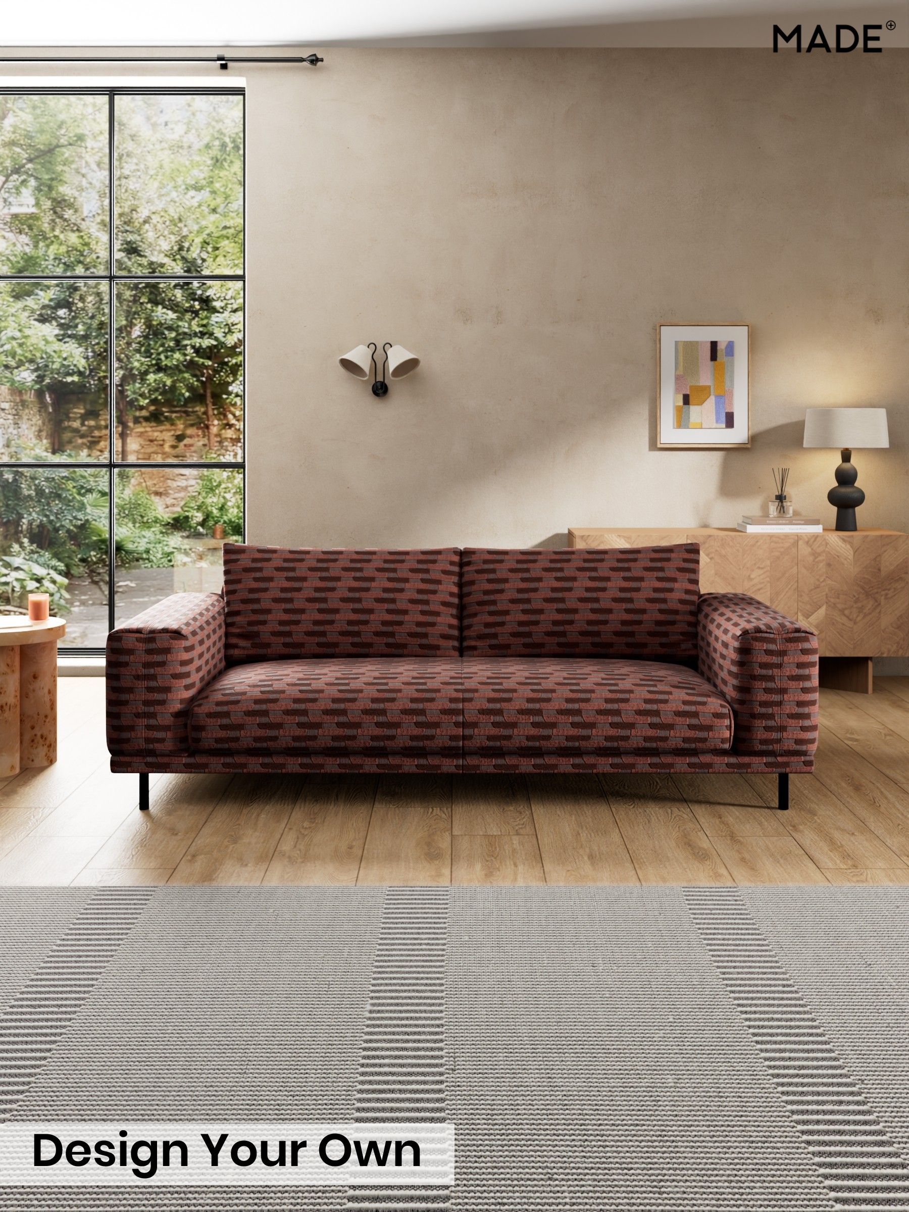 Balcony Woven Geo/Burgundy Red - Odin By Made