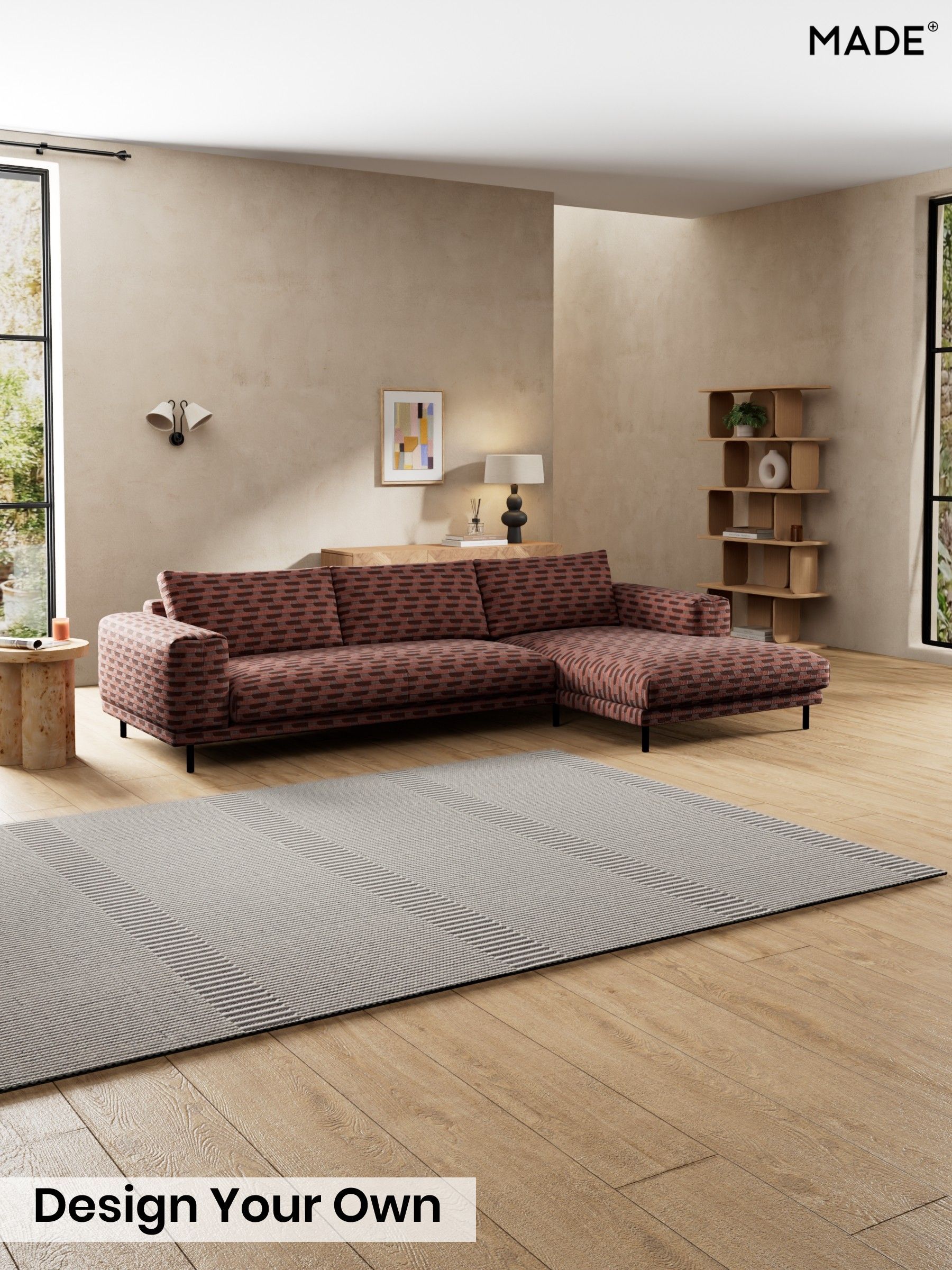 Balcony Woven Geo/Burgundy Red - Odin By Made