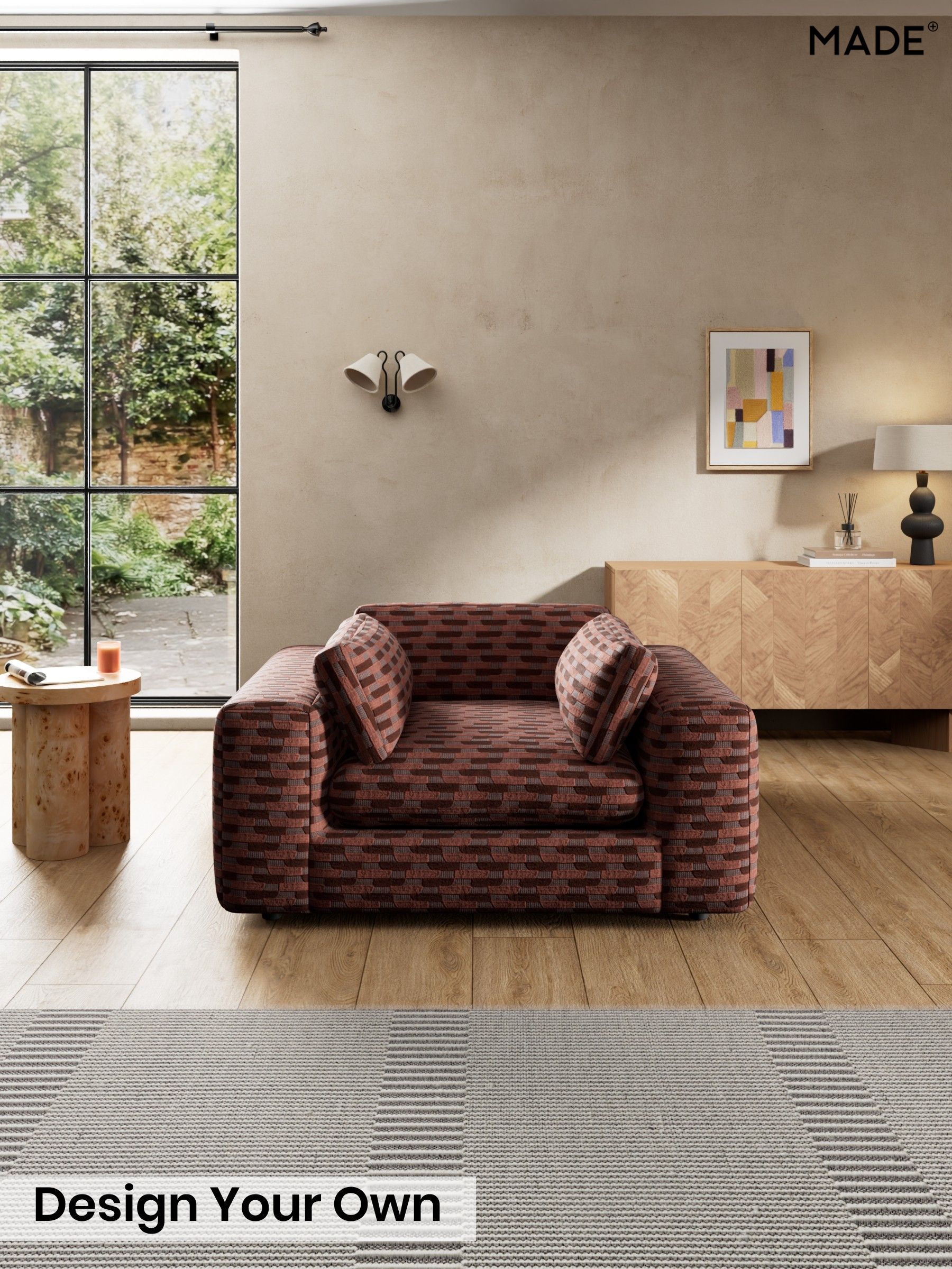 Balcony Woven Geo/Burgundy Red - Alec By Made