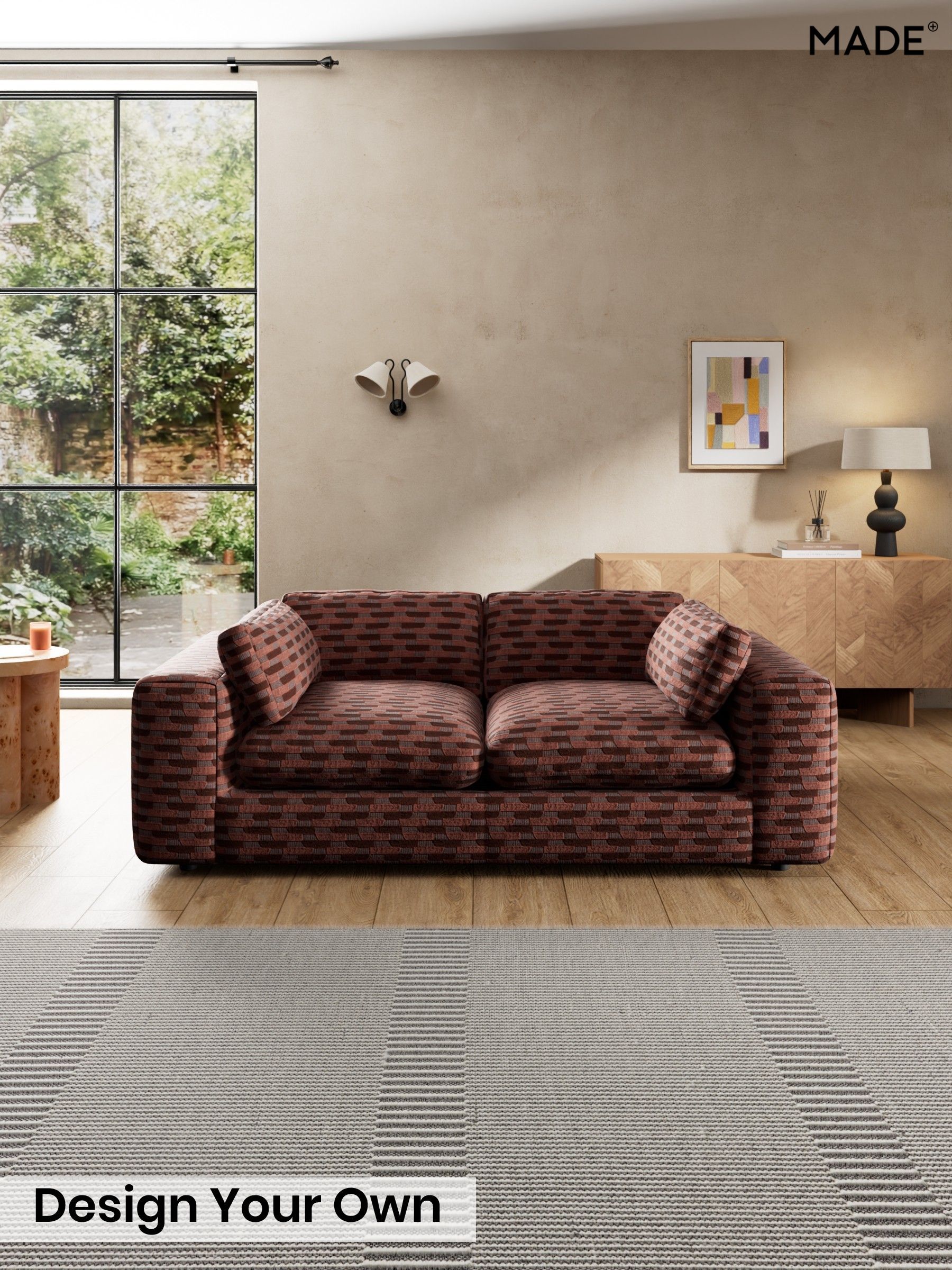 Balcony Woven Geo/Burgundy Red - Alec By Made