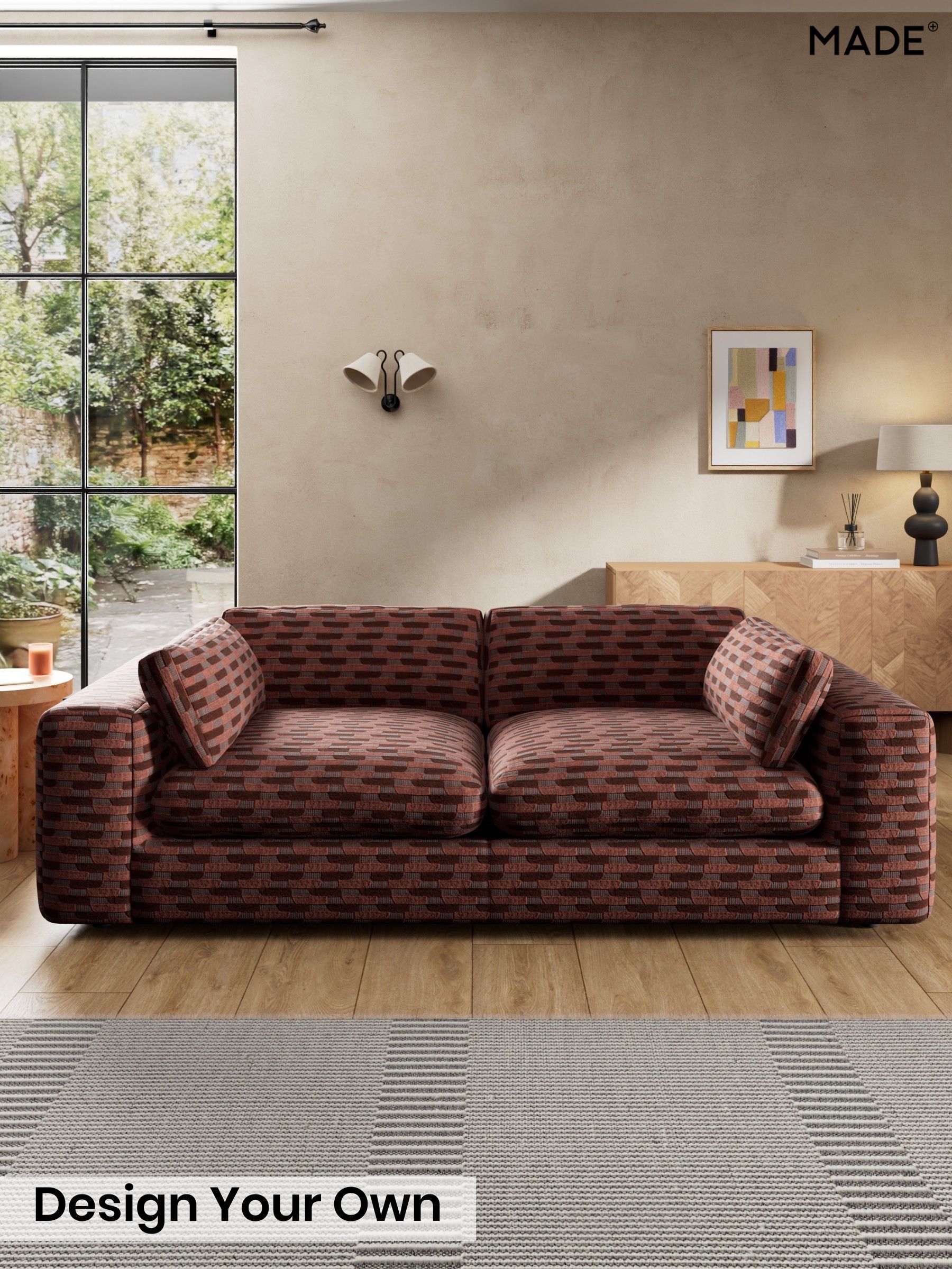 Balcony Woven Geo/Burgundy Red - Alec By Made