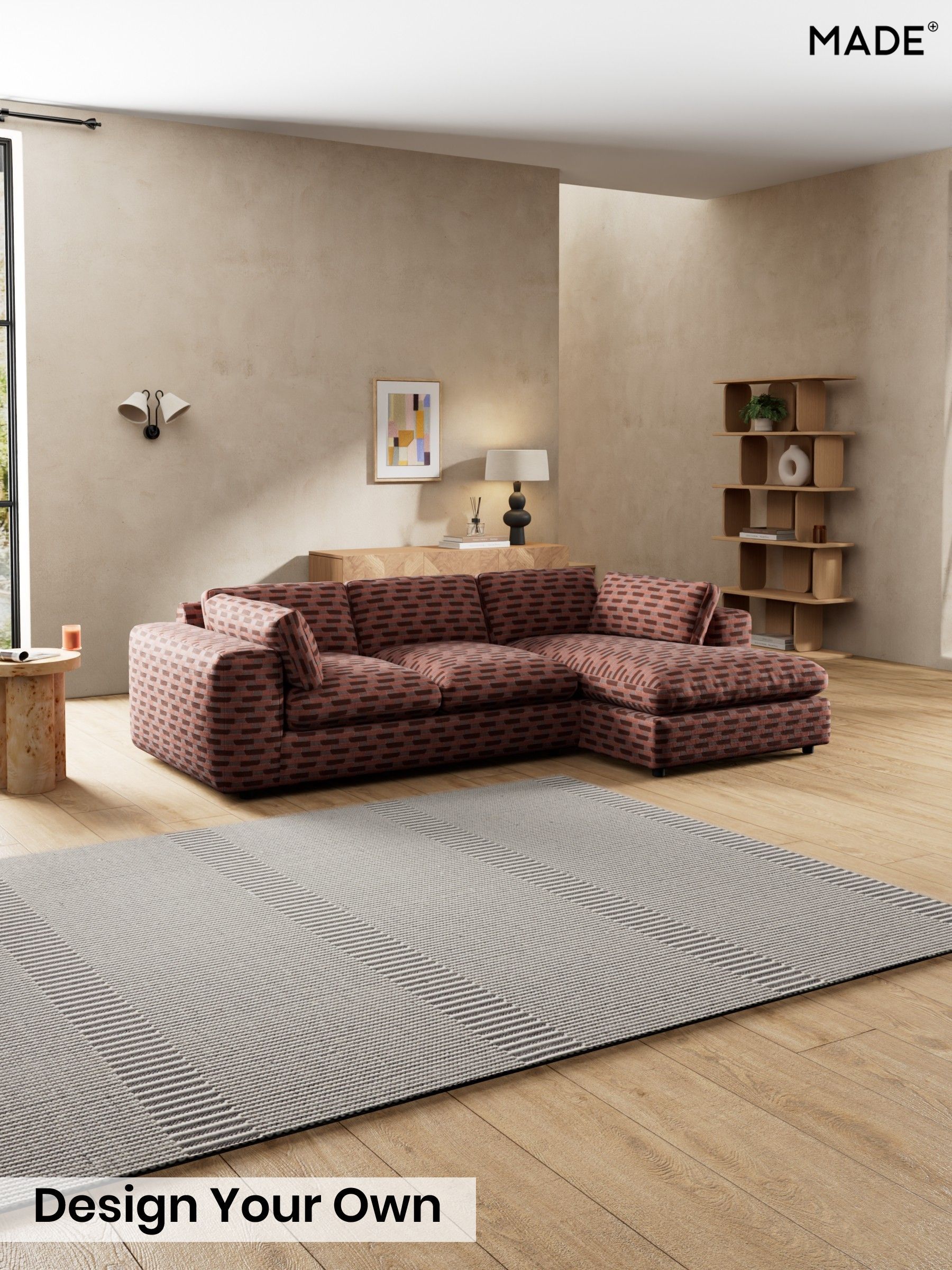 Balcony Woven Geo/Burgundy Red - Alec By Made