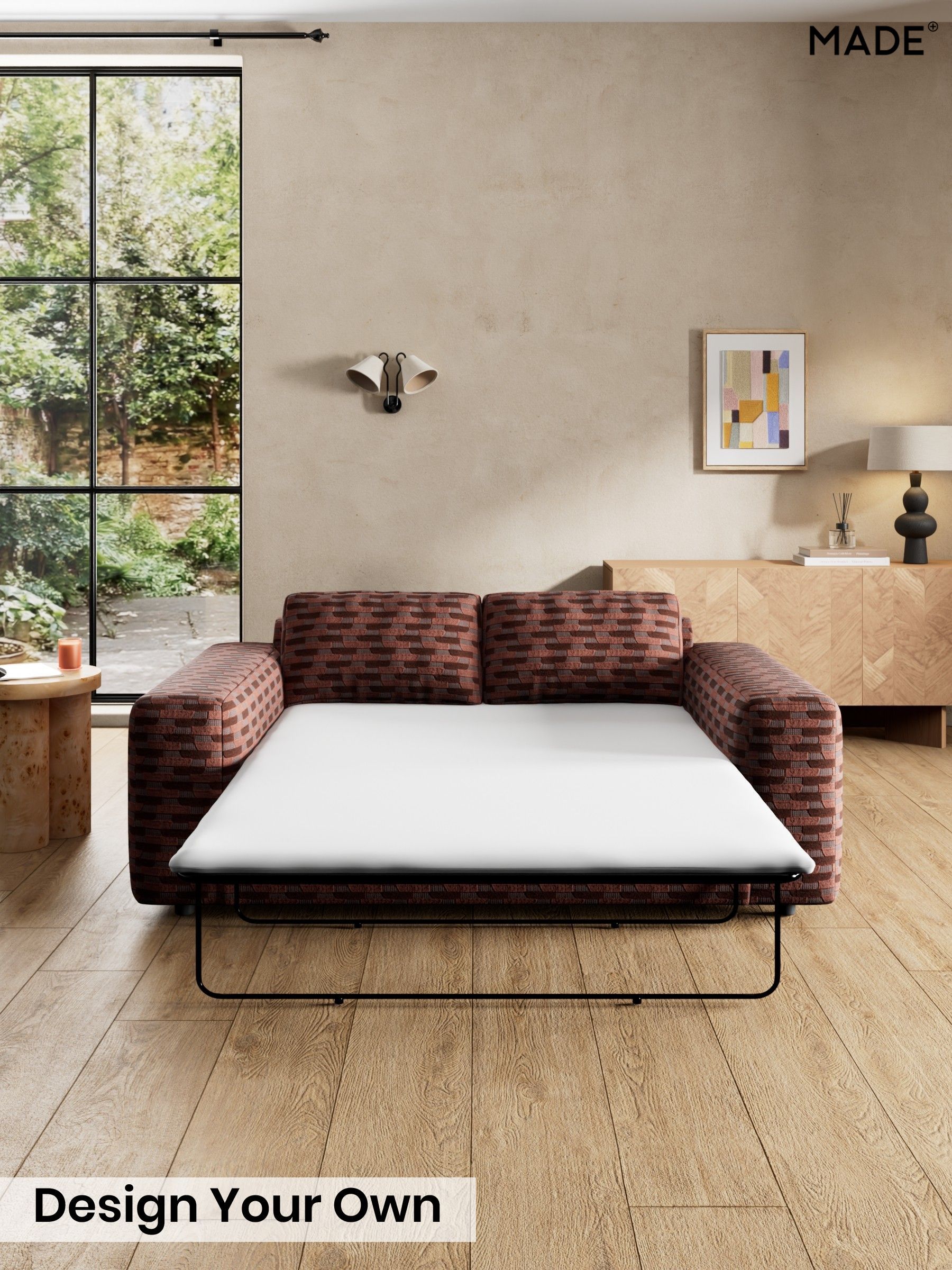 Balcony Woven Geo/Burgundy Red - Alec By Made