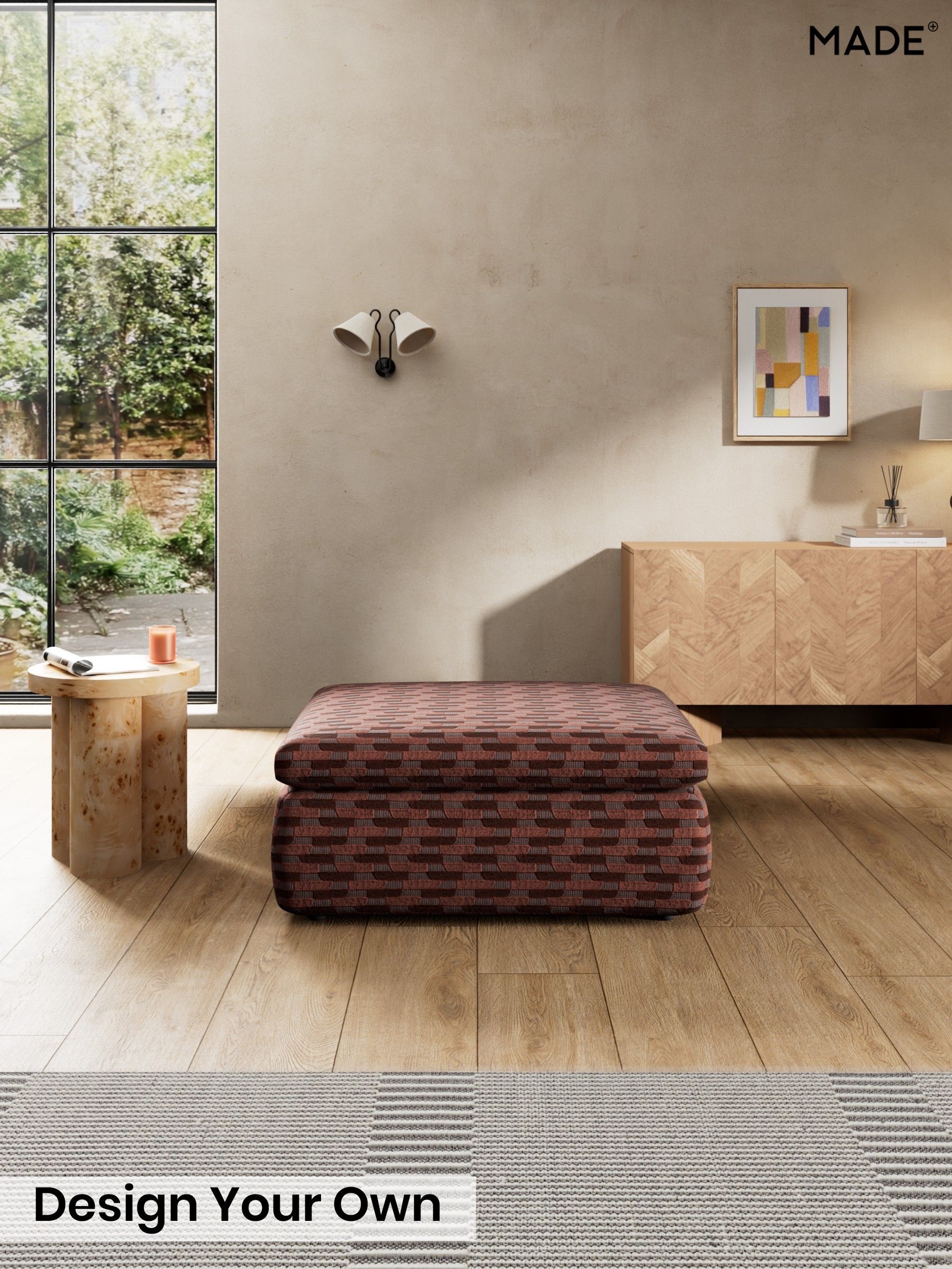 Balcony Woven Geo/Burgundy Red - Jackson By Made