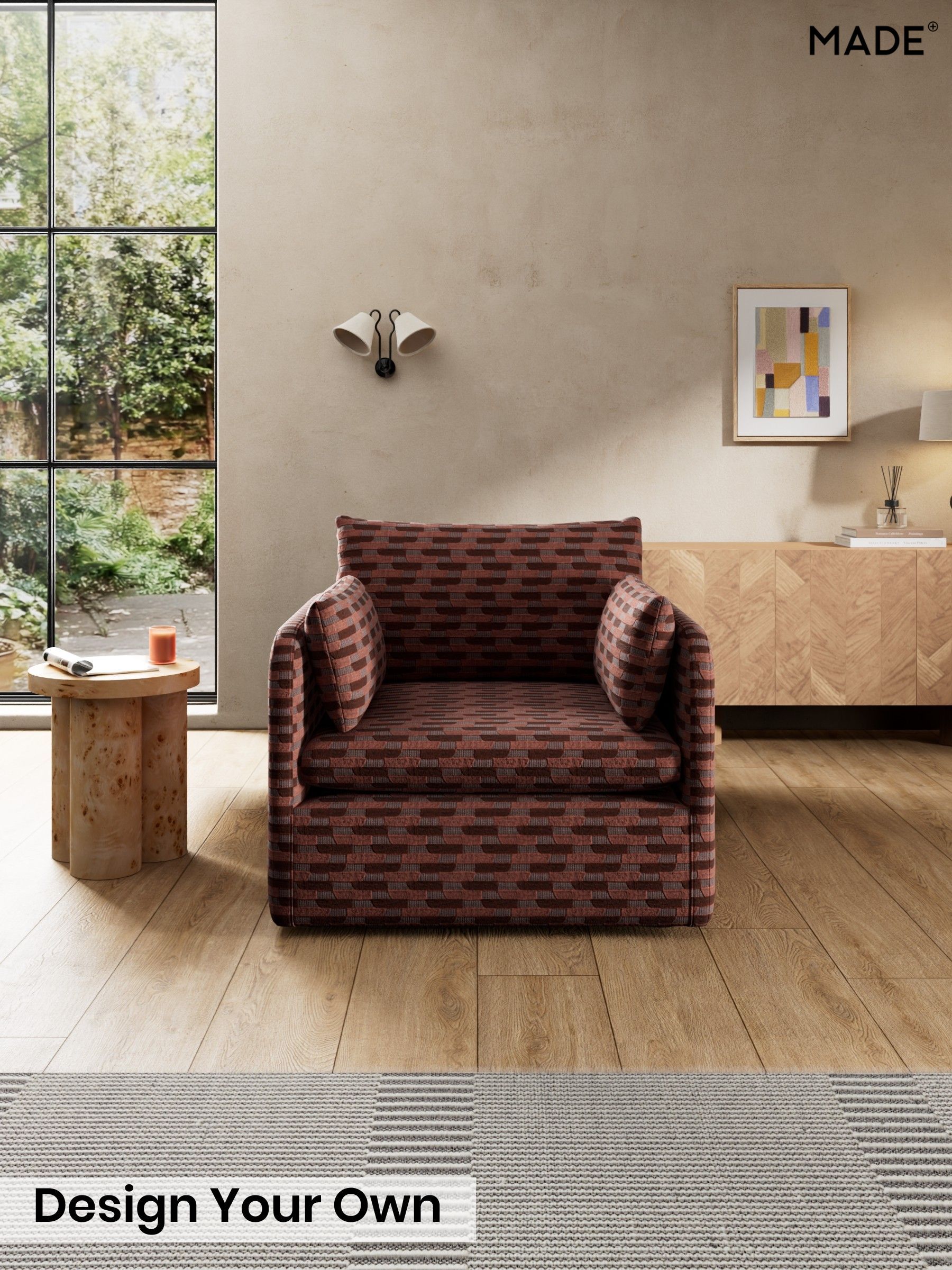Balcony Woven Geo/Burgundy Red - Jackson By Made